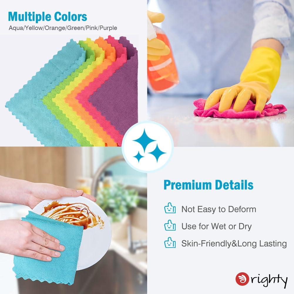 Orighty Microfiber Cleaning Cloth 12x12 inch, 24 Pack, Highly Absorbent Cleaning Supplies, Lint Free Cloths for Multiple-use, Powerful Clean Rags for House, Kitchen, Car Care (Multi-Color) - Image 5