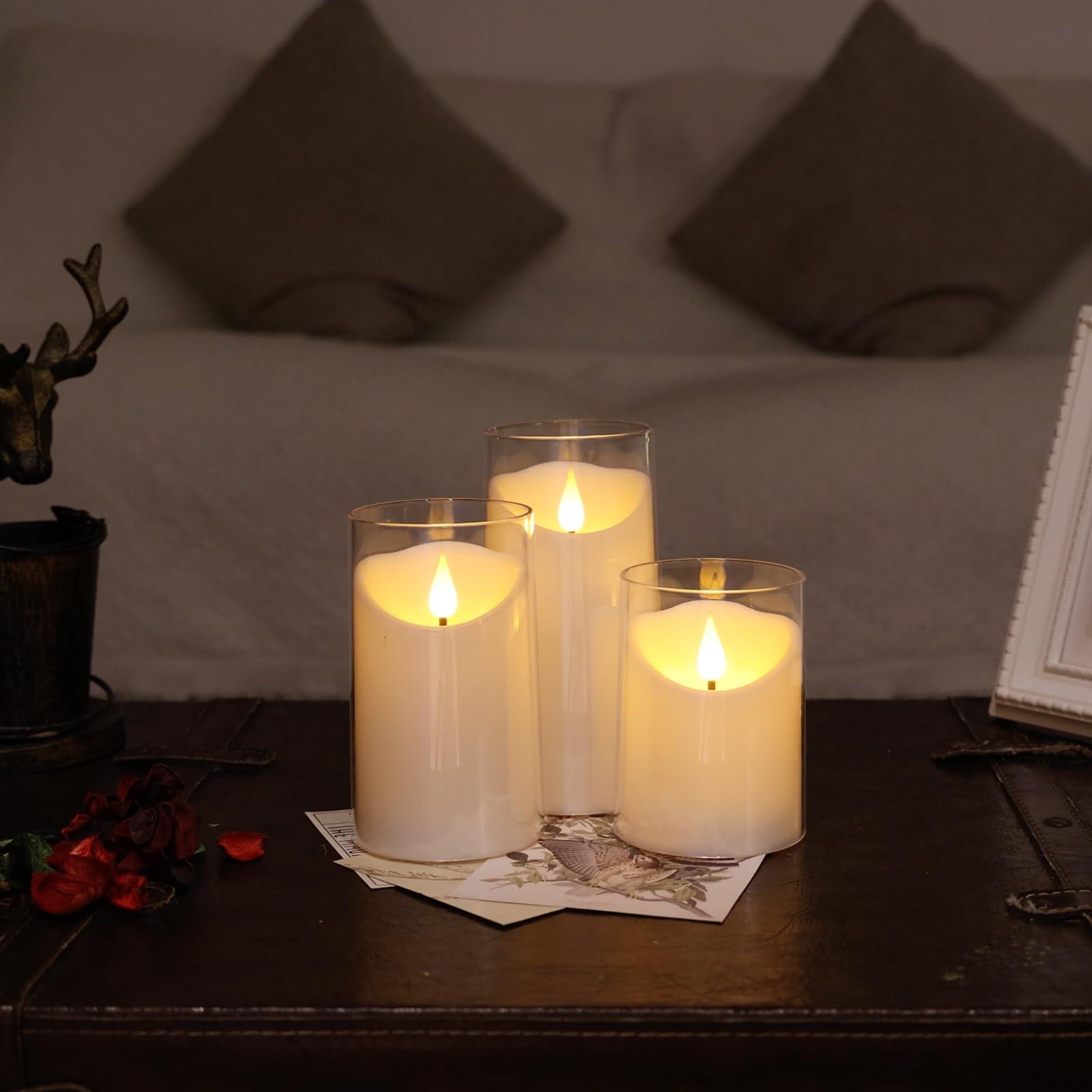 NURADA Flameless Candles: Acrylic LED Pillar Candles Battery Operated with Remote and Timer Candle for Romantic Ambiance and Home Table Bathroom Decor, White Pack of 5 - Image 4