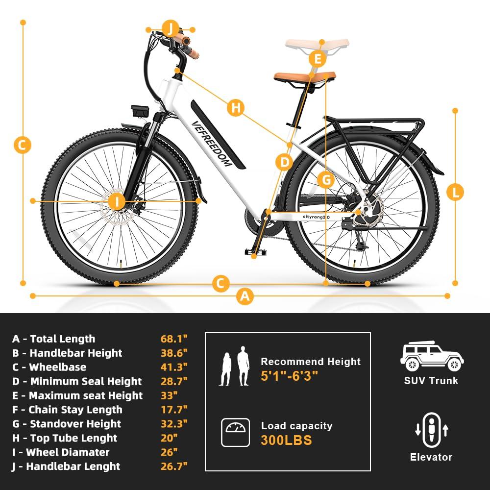 VELECTREC 𝟏𝟎𝟎𝟎𝐖 Peak Electric Bike for Adults,up 𝟖𝟎 Miles Removable Battery Ebike, 26" UL Certified Electric Mountain E Bike with 7-Speed,Adult Electric Bicycles for Commute Beach Snow - Image 8