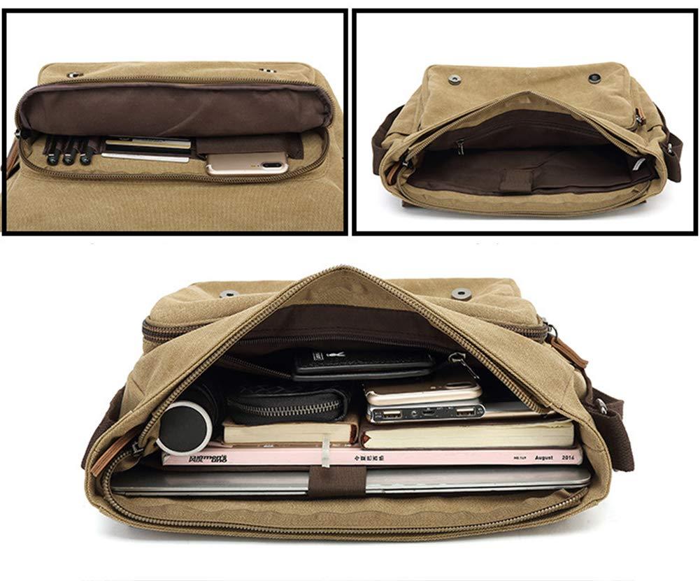 Sechunk Canvas Vintage Messenger Bag Shoulder bag Leather Large Travel Crossbody bags for men women 15inch Laptop - Image 4