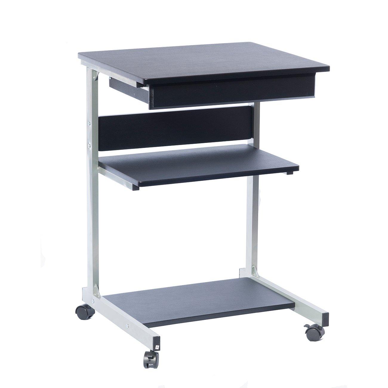 Techni Mobili, Portable Computer Desk, Workstation, Stand with Printer Shelf, Rolling Laptop Cart with Storage, Black Graphite - Image 6