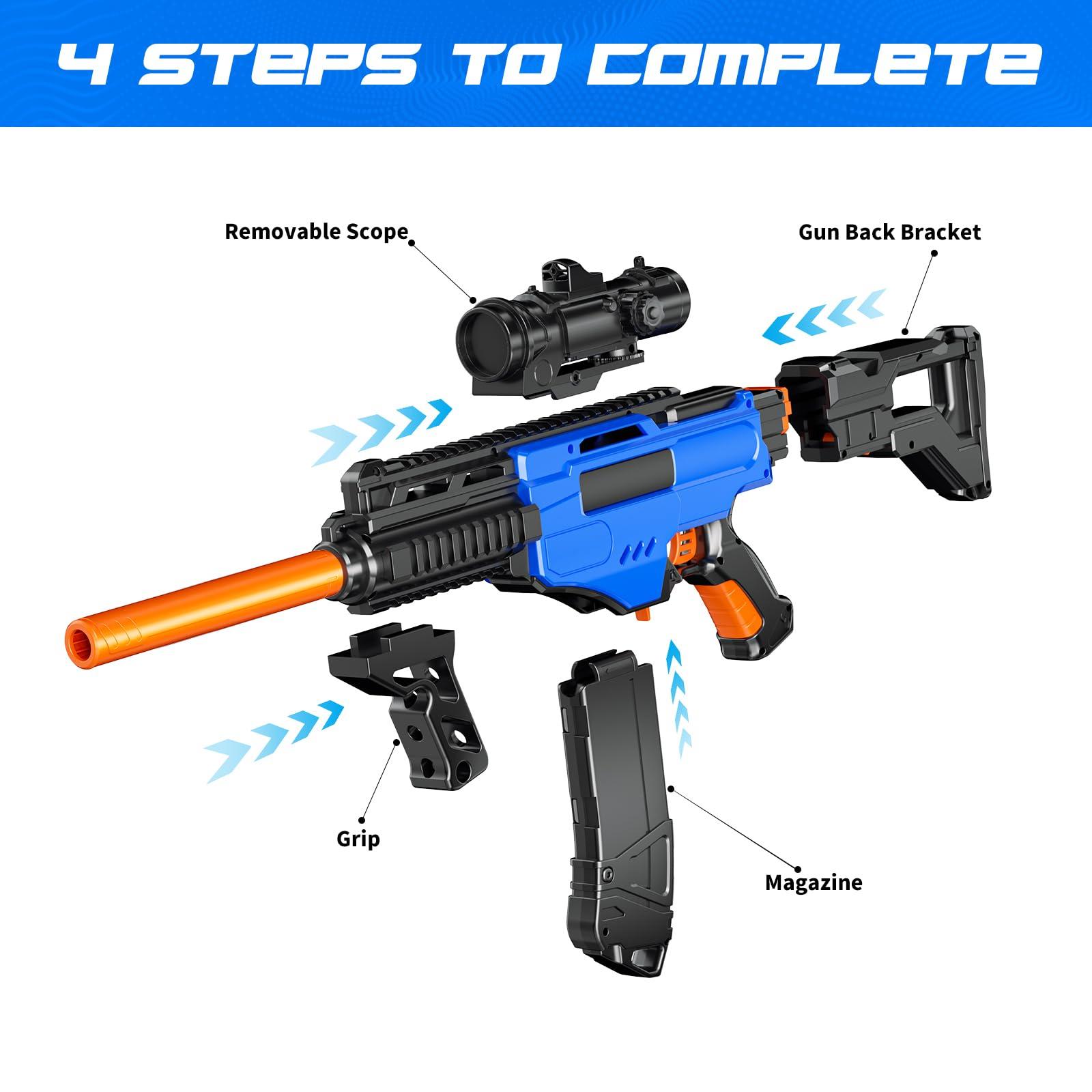 Toy Gun Automatic Sniper Rifle with Lanyard, Electric Realistic Toy Foam Blasters- 200 Darts, Tactical Vest Set, Scope and 2 Clips, Cool Toys for Kids Ages 8-12, Birthday Xmas Gifts for Boys Adults - Image 5