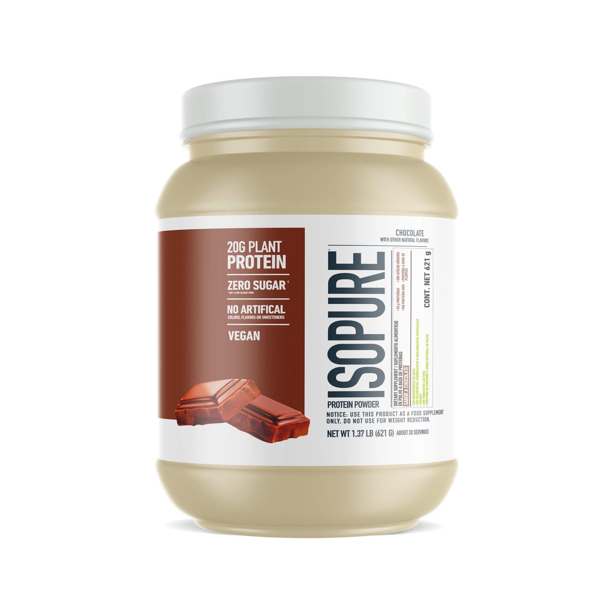 Isopure Plant-Based Protein Powder, Lactose Free, Gluten Free, With Iron, Chocolate, 20g Plant Protein Per Serving, 1.37 Lbs, 20 Servings