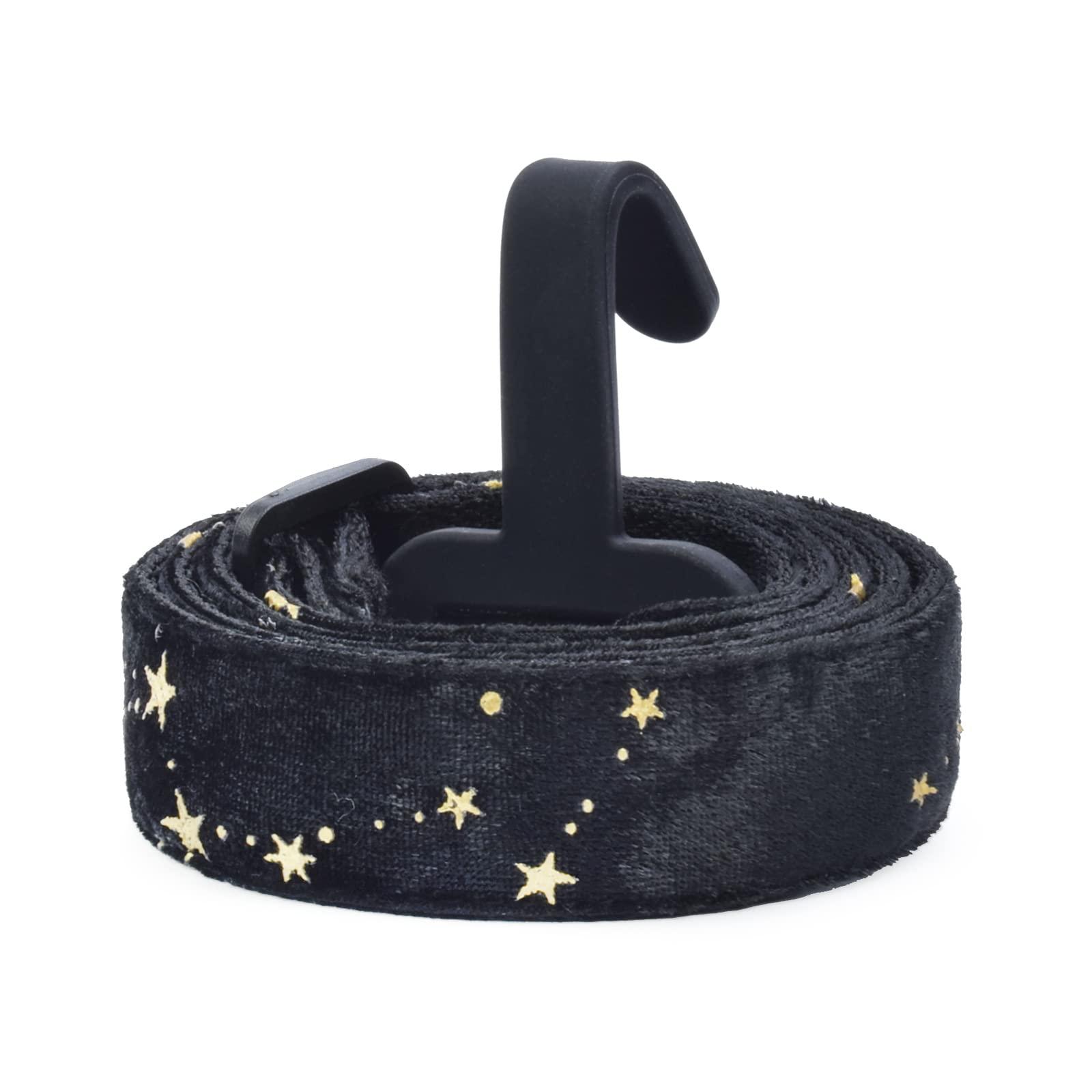 CLOUDMUSIC Ukulele Strap Clip On No Drill J Hook For Soprano Concert Tenor Baritone With Hawaiian Colorful Floral Pattern (Stars Black)
