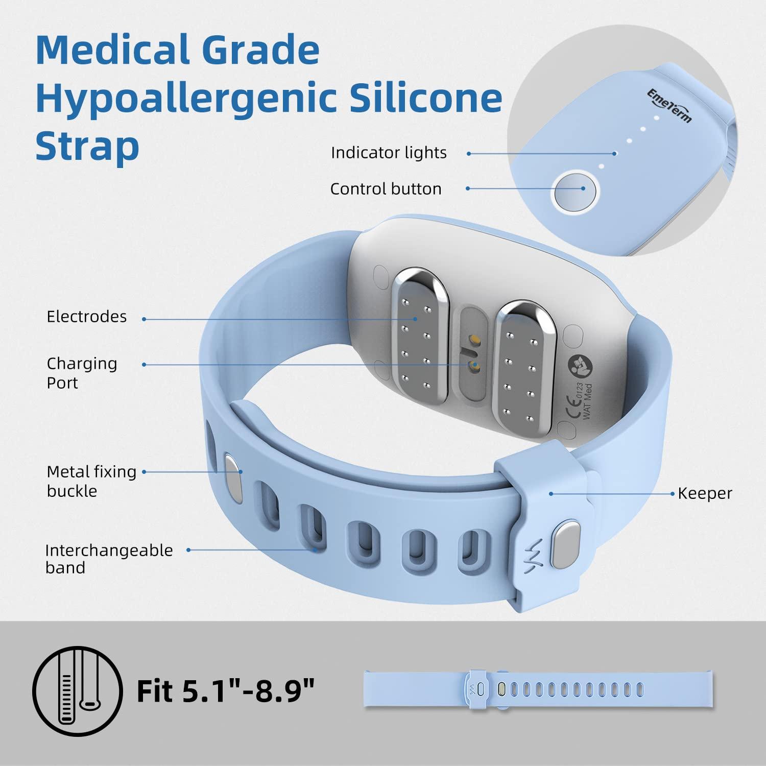 EmeTerm Fashion Anti-Nausea Wristband Relieve Morning Motion Travel Sickness Rechargeable Drug Free Bands Without Side Effects - Extra 2pack Conductive Gel (Blue - Extra 2pack Conductive Gel) - Image 6