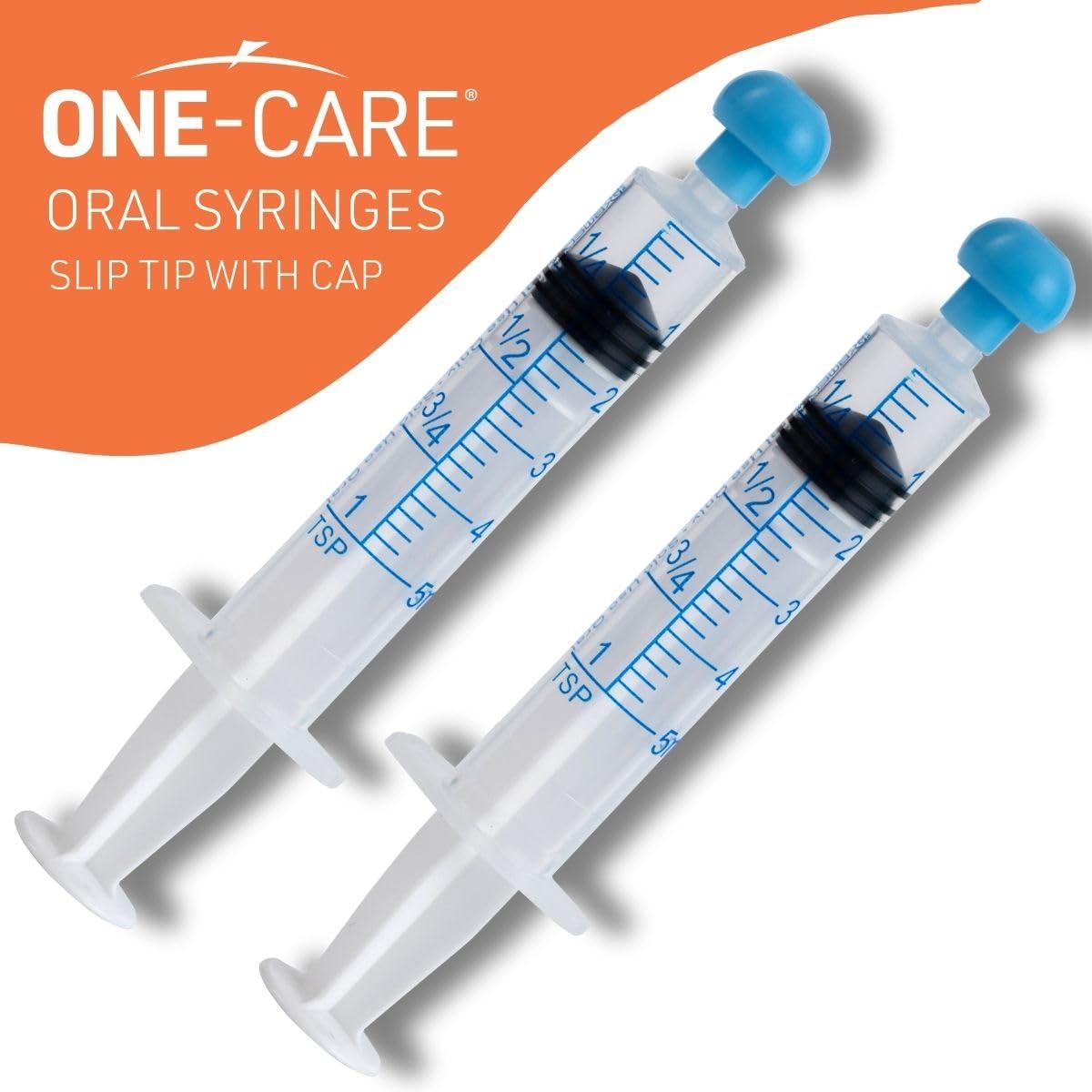 ONE-CARE 5ml Oral Syringe with Cap - Sterile, Individually Wrapped - 100 Syringes, Slip Tip, Uses include oral administration of medicine for infants, adults and animals - Image 7