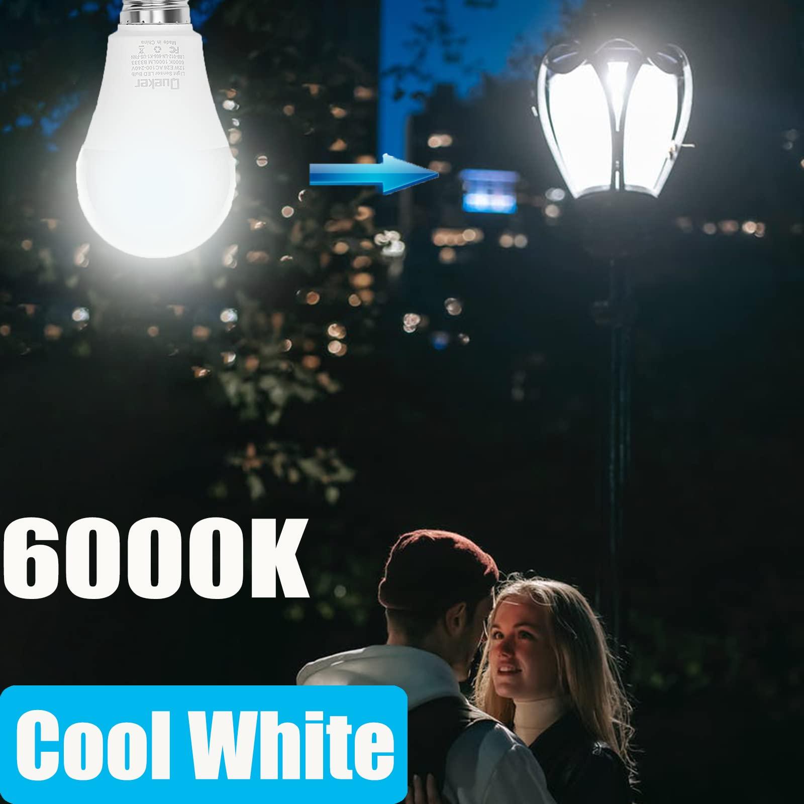 6 Pack Dusk to Dawn Light Bulbs Outdoor 6000K Cool White Sensor Bulbs, 12W (100 Watt Equivalent) Auto On Off Photocell Sensor, E26 A19 1000LM LED Bulbs for Porch Garage Lighting - Image 3