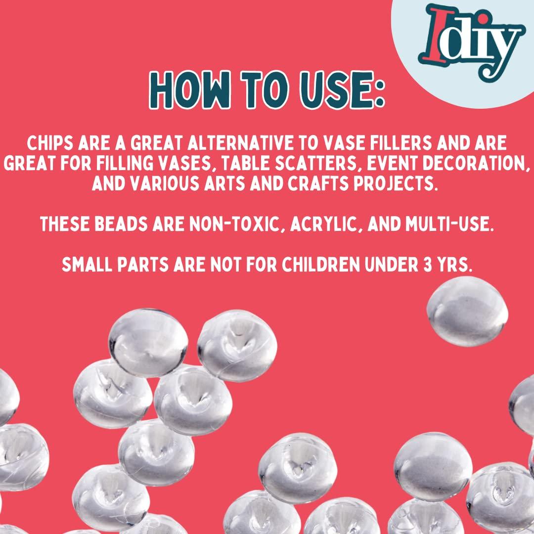 IDIY 32 oz Vase Fillers (2 Pound Clear Flat Plastic Bead Drops) -Quarter Inch 1/4" -Perfect Event Decorations, Table Scatters, Slime ad Ins, Baby Shower, DIY Craft Art Project - Image 4