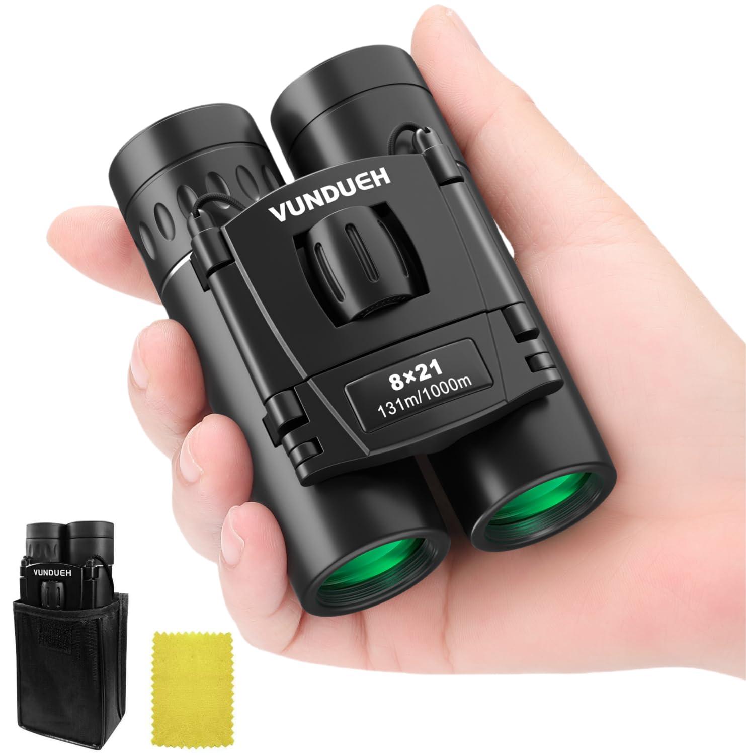 Compact HD Binoculars for Adults and Kids, Children Small High Powered Binoculars with Clear Low Light Night Vision, Mini Pocket Lightweight Waterproof for Hunting Bird Watching Travel Concert