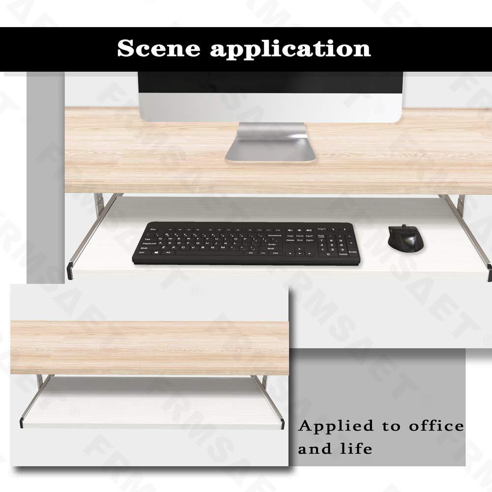 FRMSAET Furniture Accessories Office Product Suits Hardware 20/24/30 inches Keyboard Drawer Tray Wood Holder Under Desk Adjustable Height Platform. (30 inches, White) - Image 6