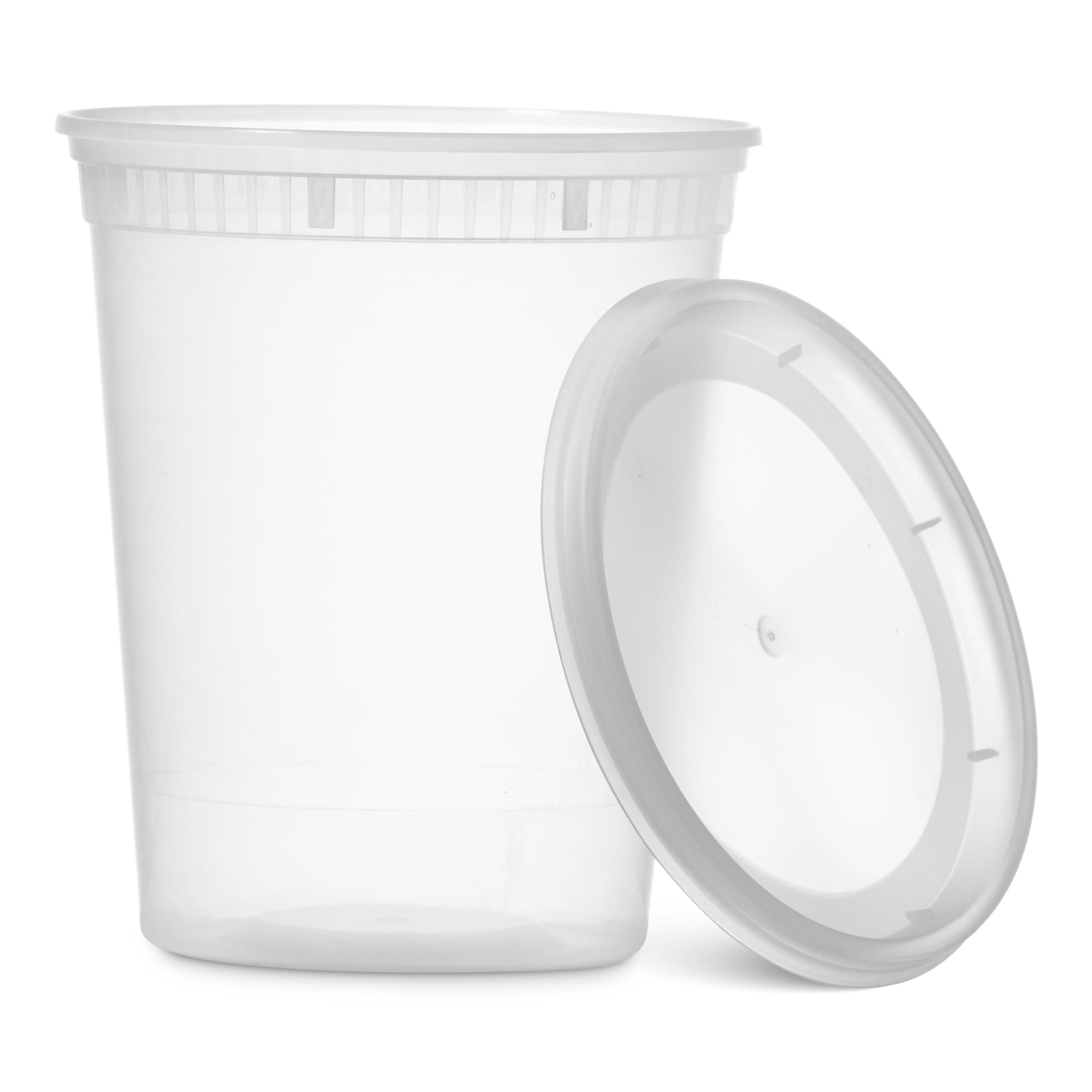 48 Pack Plastic Deli Containers with Lids (16, 32 oz 24 Each) - Food Storage Containers with Lids - Clear Disposable Meal Prep Containers, BPA Free, Stackable, Leakproof, Microwave and Freezer Safe - Image 5