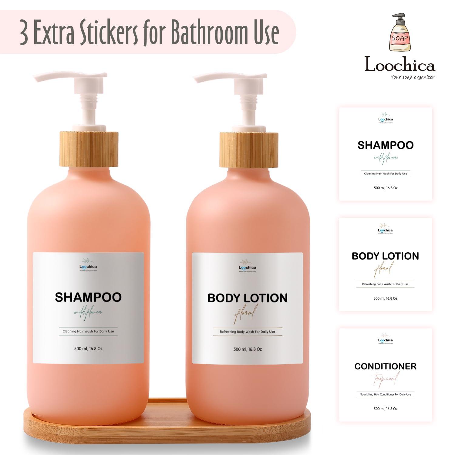 Loochica 2 Pack Blush Pink Glass Soap Dispenser Set with Tray, Hand and Dish Glass Soap Dispensers for Kitchen Sink, Kitchen Soap Dispenser Set Suitable for Kitchen Decor - Image 5