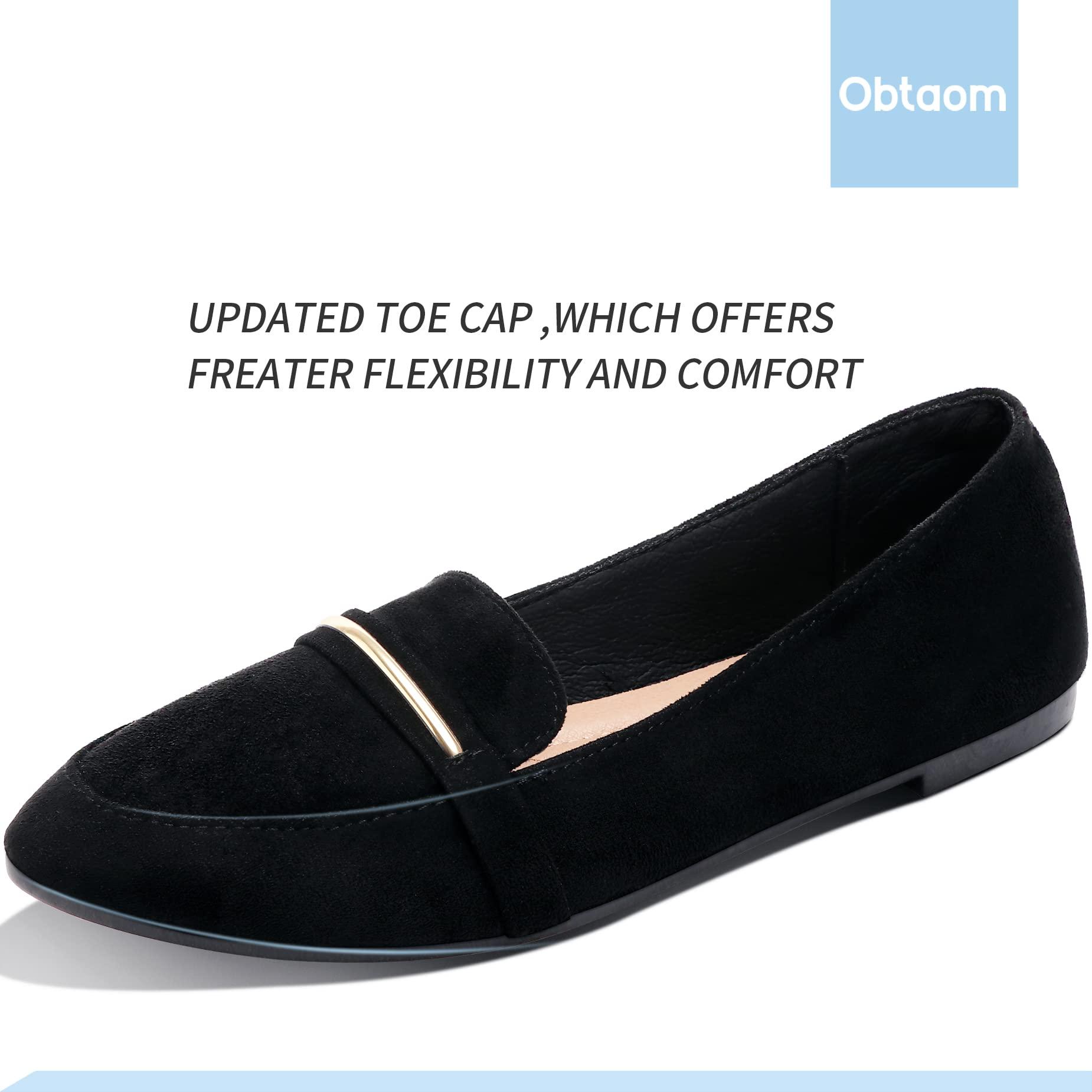 Obtaom Women's Pointy Toe Loafer Flat Comfortable Faux Suede Work Shoes,Cute Penny Loafer Slip On Ballet Flat - Image 3