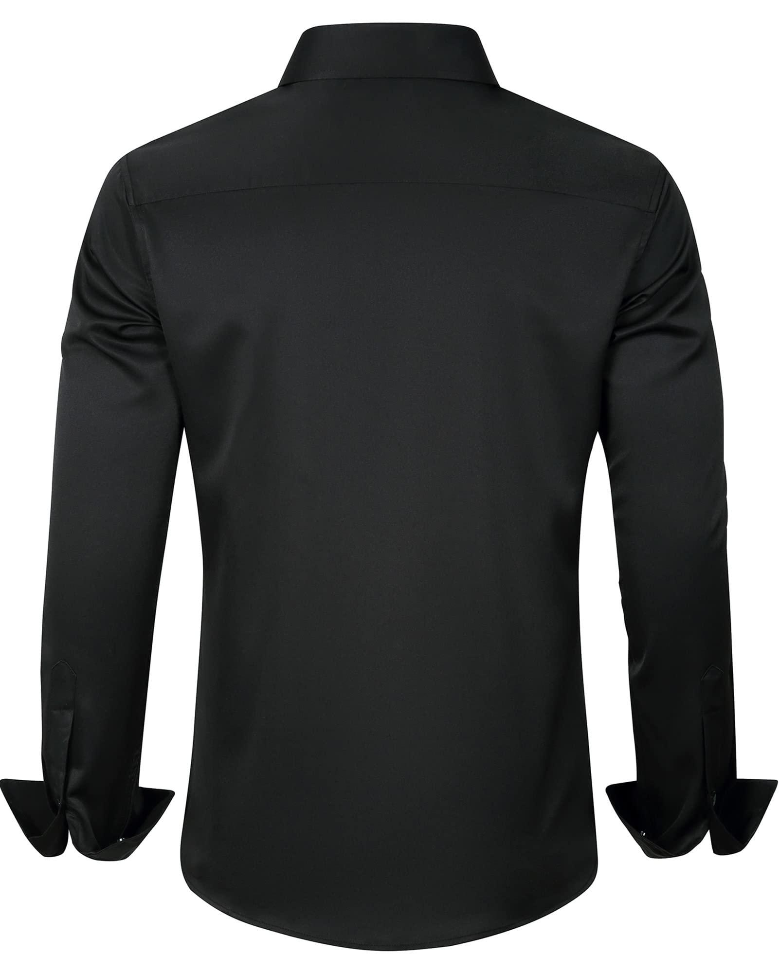 J.VER Men's Dress Shirts Solid Long Sleeve Stretch Wrinkle-Free Formal Shirt Business Casual Button Down Shirts - Image 2