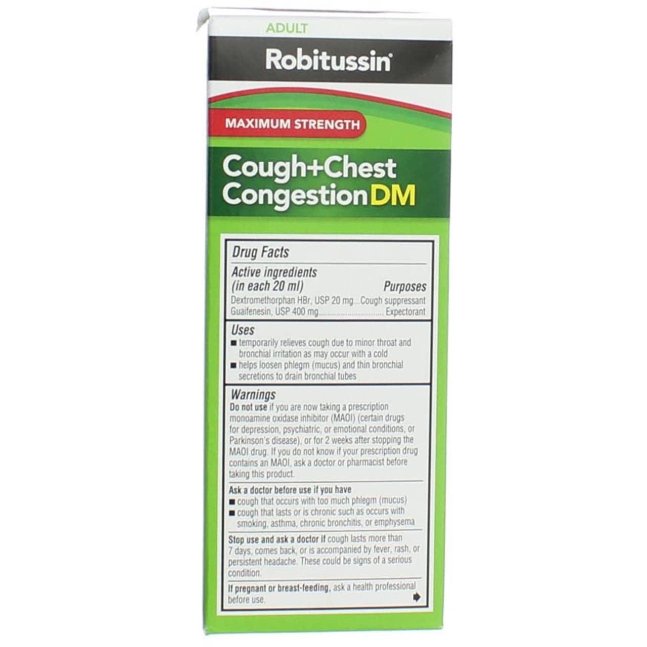 Robitussin Adult Cough+Chest Congestion DM Liquid Maximum Strength - 4 oz, Pack of 6 - Image 4