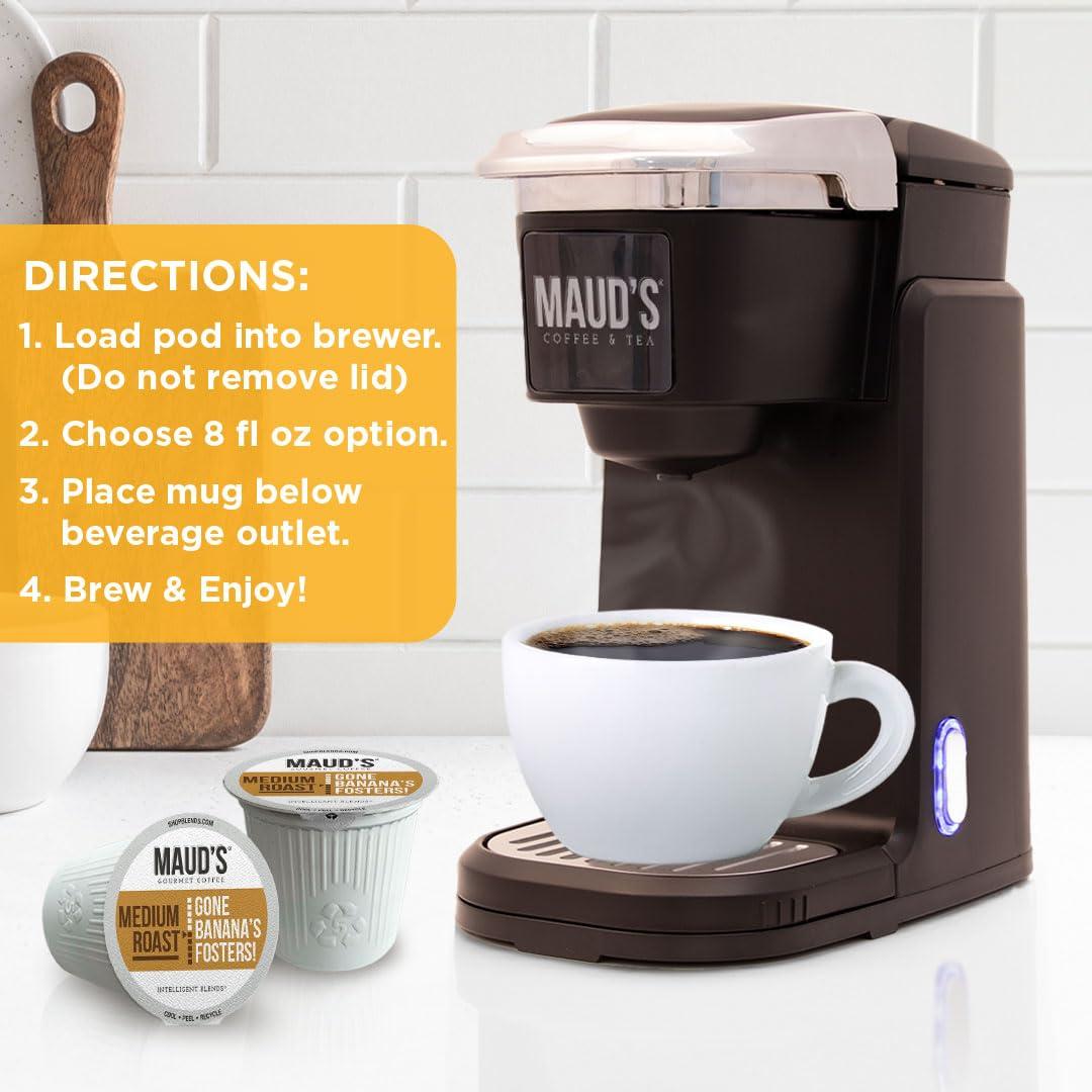 Maud's Banana Flavored Coffee Pods, 50 ct, Medium Roast Flavored Coffee in Recyclable Single Serve Pods – 100% Arabica Beans, Compatible with Keurig K Cups Maker - Image 6