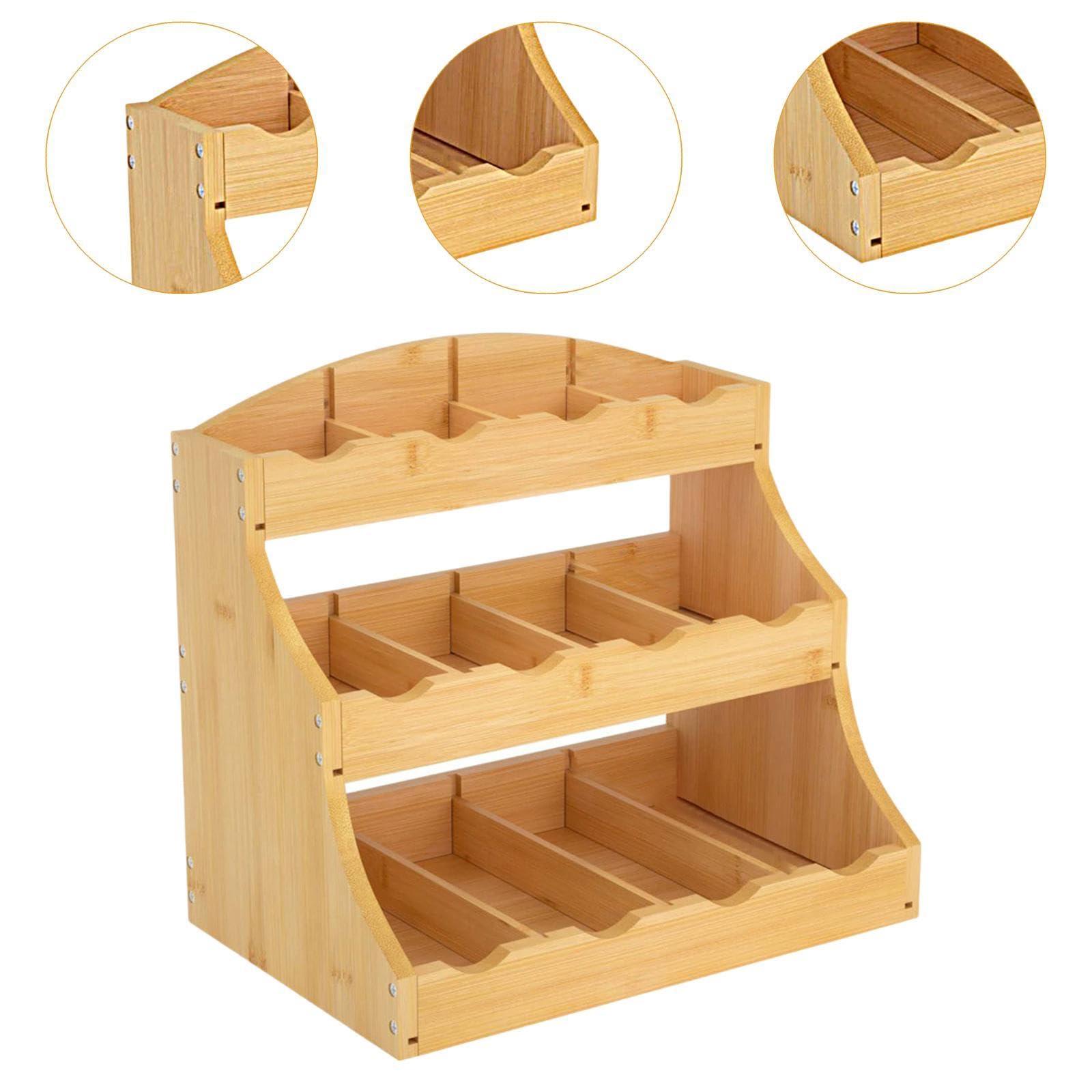 DimyFew Tea Bag Organizer Coffee Pod Holder Wooden Condiment Storage Stand Seasoning Rack for Cabinet Countertop Kitchen Break Rooms - Image 4
