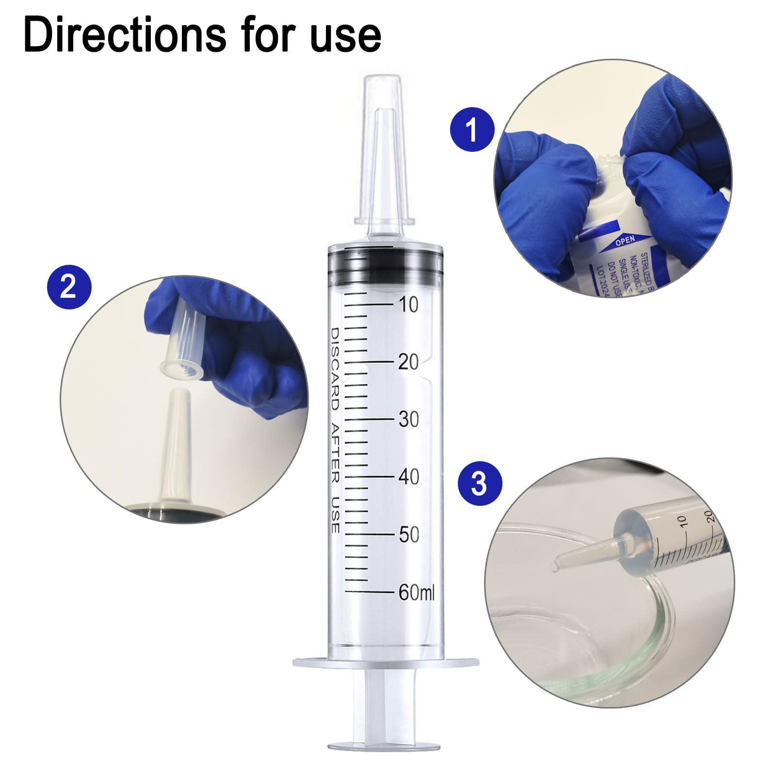 4 Pack 60 ml Syringe for Liquid Without Needle,Syringe with Cap,Individually Wrapped,for Scientific Labs,Measurement,Dispensing,Oil or Glue Applicato - Image 4
