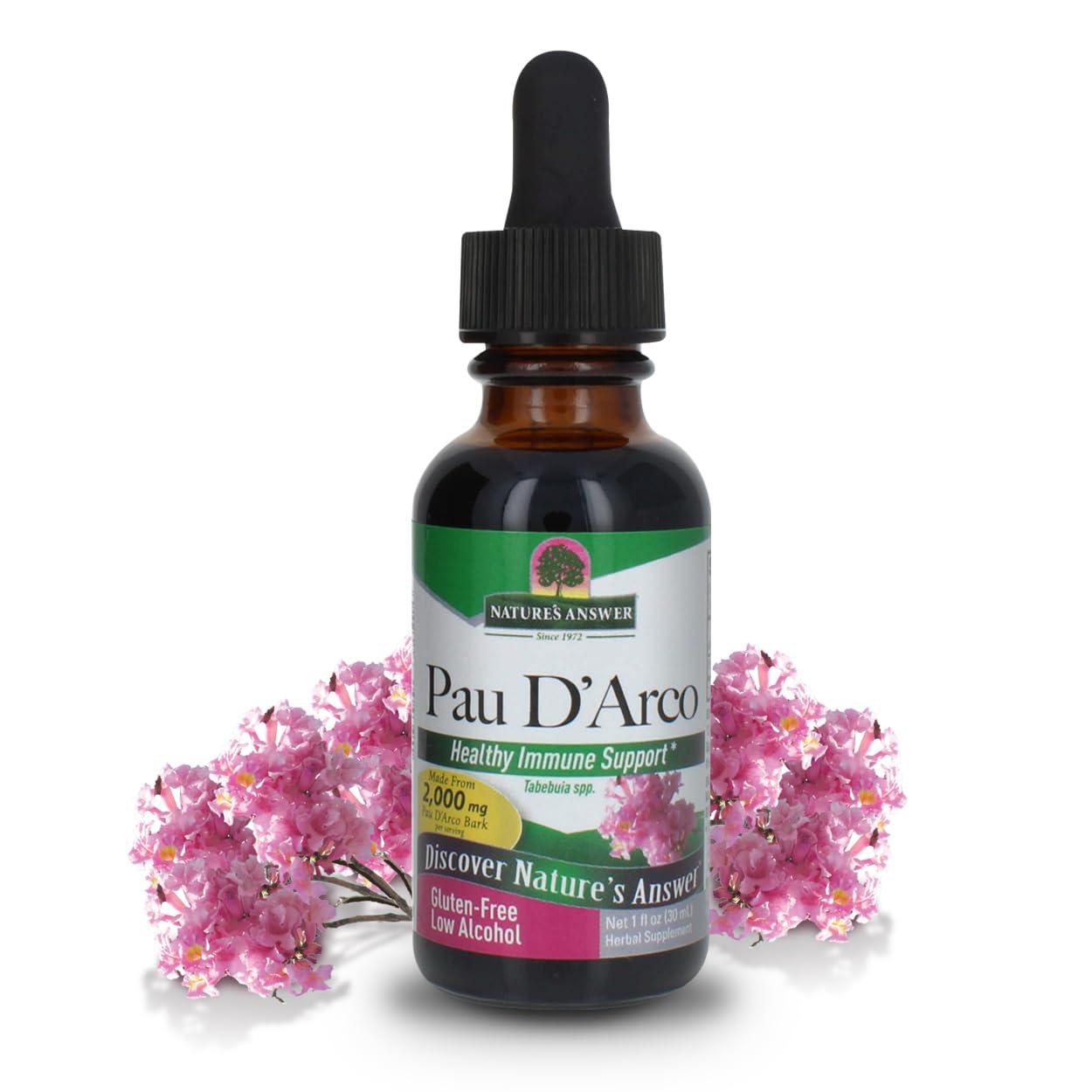 Nature's Answer Pau D'Arco Inner Bark with Organic Alcohol 1 Fluid Ounce | Promotes Healthy Gut Flora | Natural Immune Support Booster - Image 1