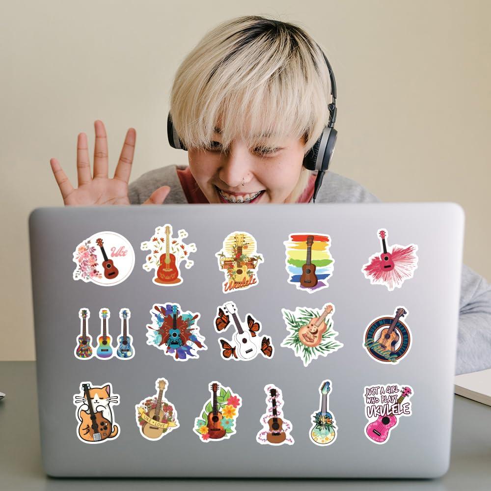 60pcs Ukulele Stickers Pack, Aesthetic Vinyl Waterproof Sticker Decals for Water Bottle,Laptop,Phone,Skateboard,Scrapbooking,Bumper for Kids Teens Adults for Party Supply Decor Favor… - Image 8