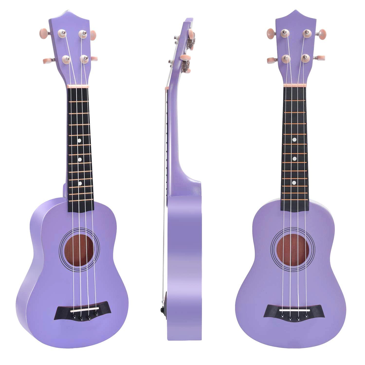 Soprano Ukulele Beginner Pack, 21 Inch Basswood kids Ukuleles Starter Kit with Gig Bag Spare Strings Tuner and Picks. (purple) - Image 2