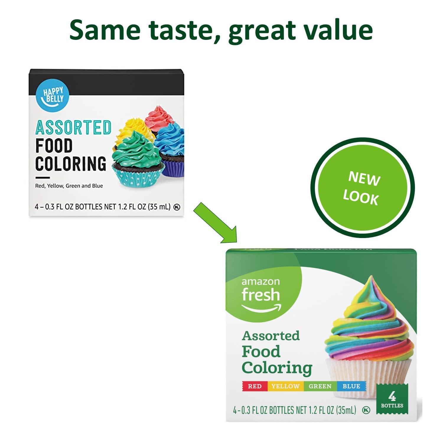 Amazon Fresh, Assorted Food Coloring, 1.2 Fl Oz (Pack of 4) (Previously Happy Belly, Packaging May Vary) - Image 3