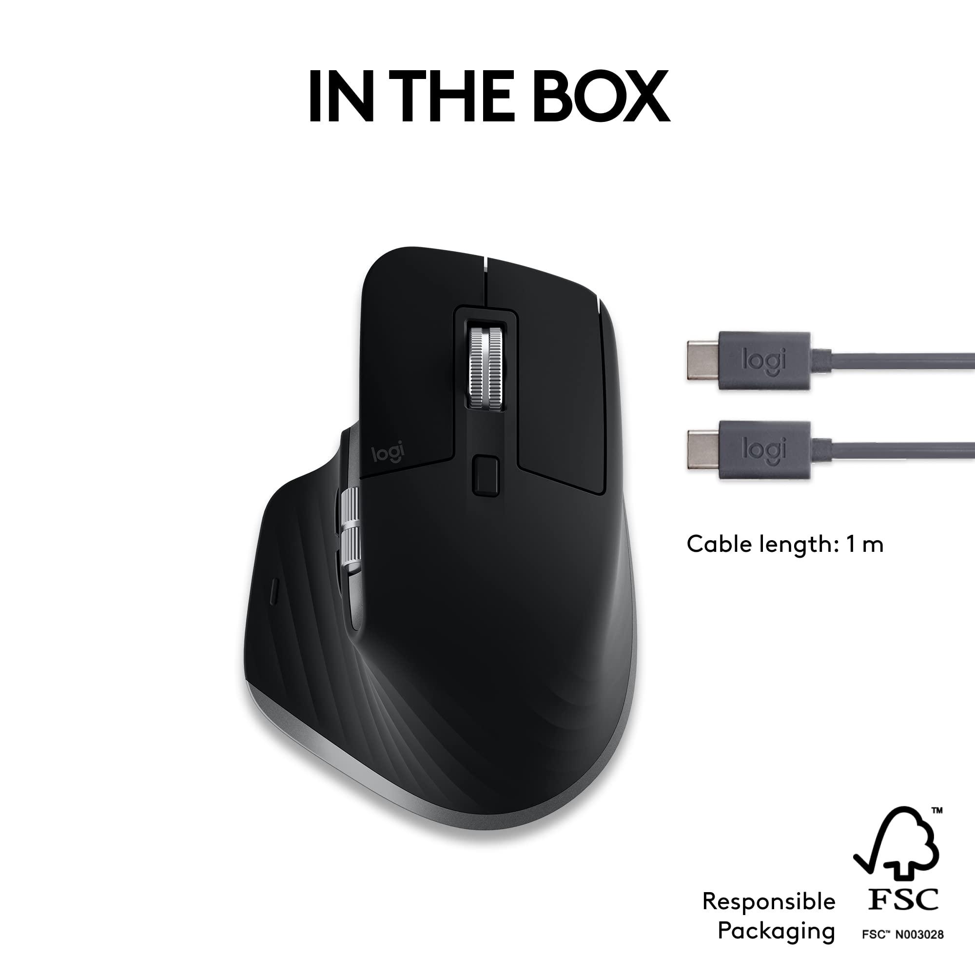 Logitech MX Master 3S for Mac - Wireless Bluetooth Mouse with Ultra-Fast Scrolling, Ergo, 8K DPI, Quiet Clicks, Track on Glass, Customization, USB-C, Apple, iPad - Space Grey - Image 11
