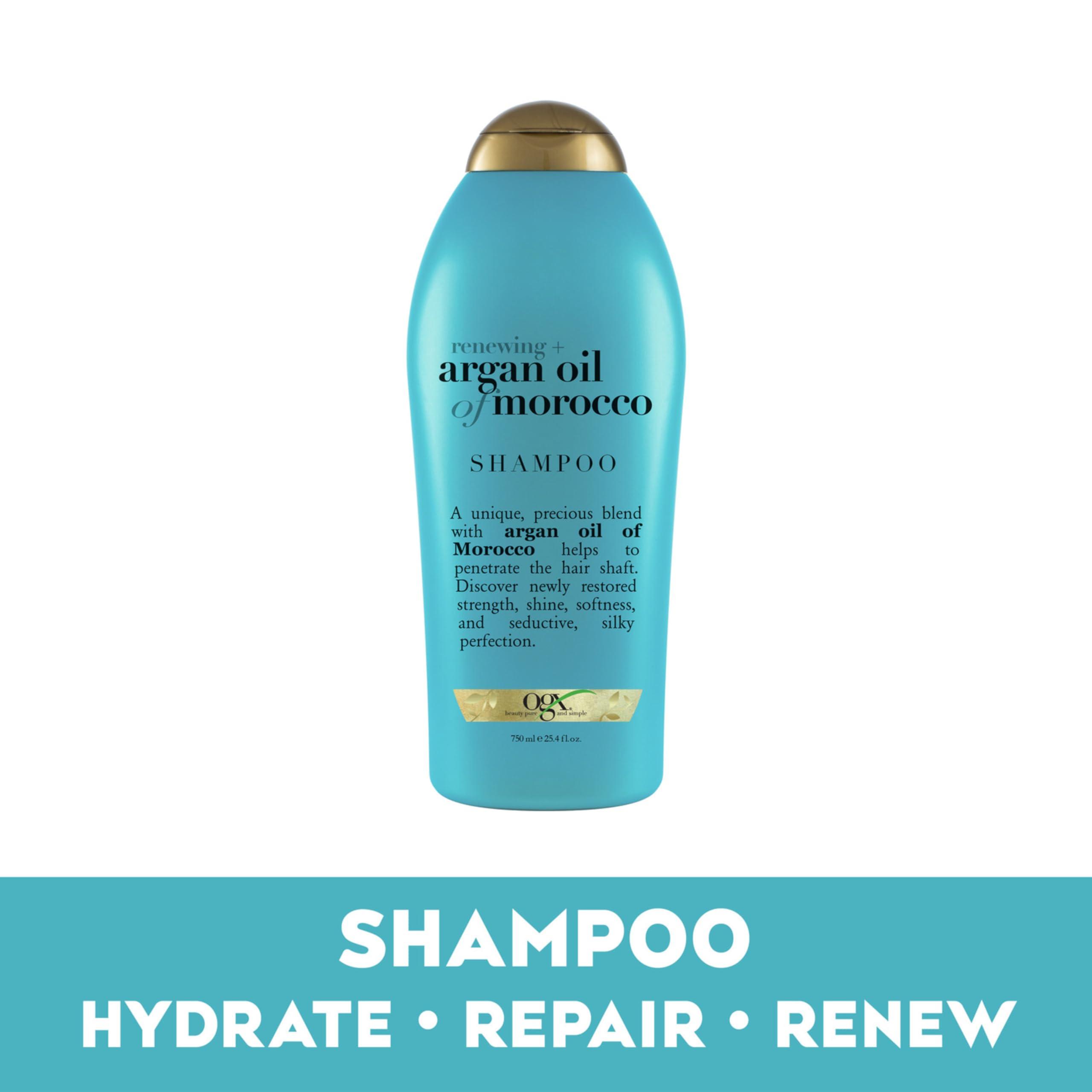 OGX Renewing + Argan Oil of Morocco Shampoo, Damage Repair Shampoo & Argan Oil to Help Strengthen & Repair Dry, Damaged Hair, Paraben-Free, Sulfate-Free Surfactants, 25.4 fl. oz - Image 9