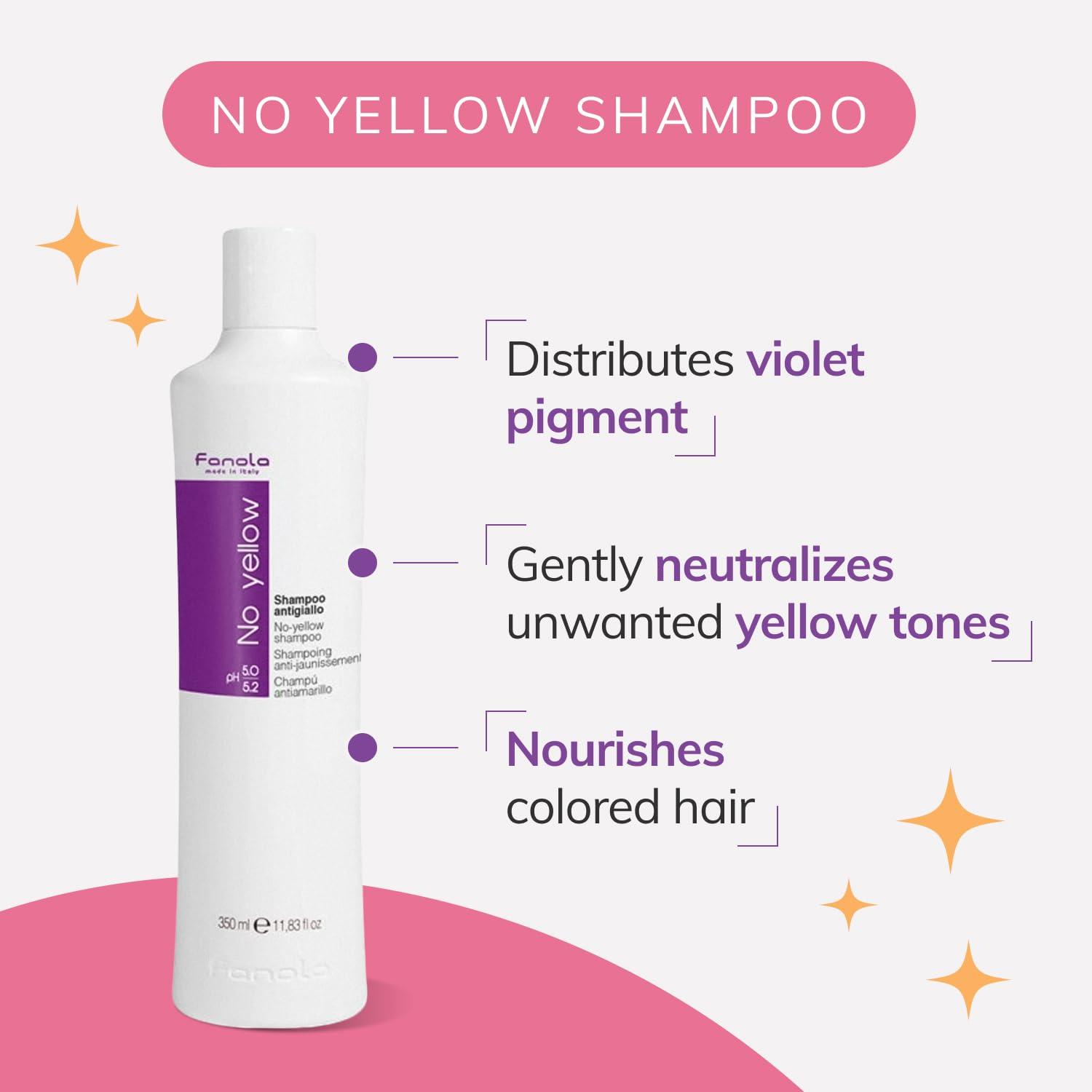 Fanola No Yellow Purple Shampoo - Purple Color Depositing Shampoo for Blondes, Bleached & Grey Hair - Formulated with Violet Pigment to Remove Brassy Tones from Hair - 11.8 Fl oz / 2 Pack - Image 4