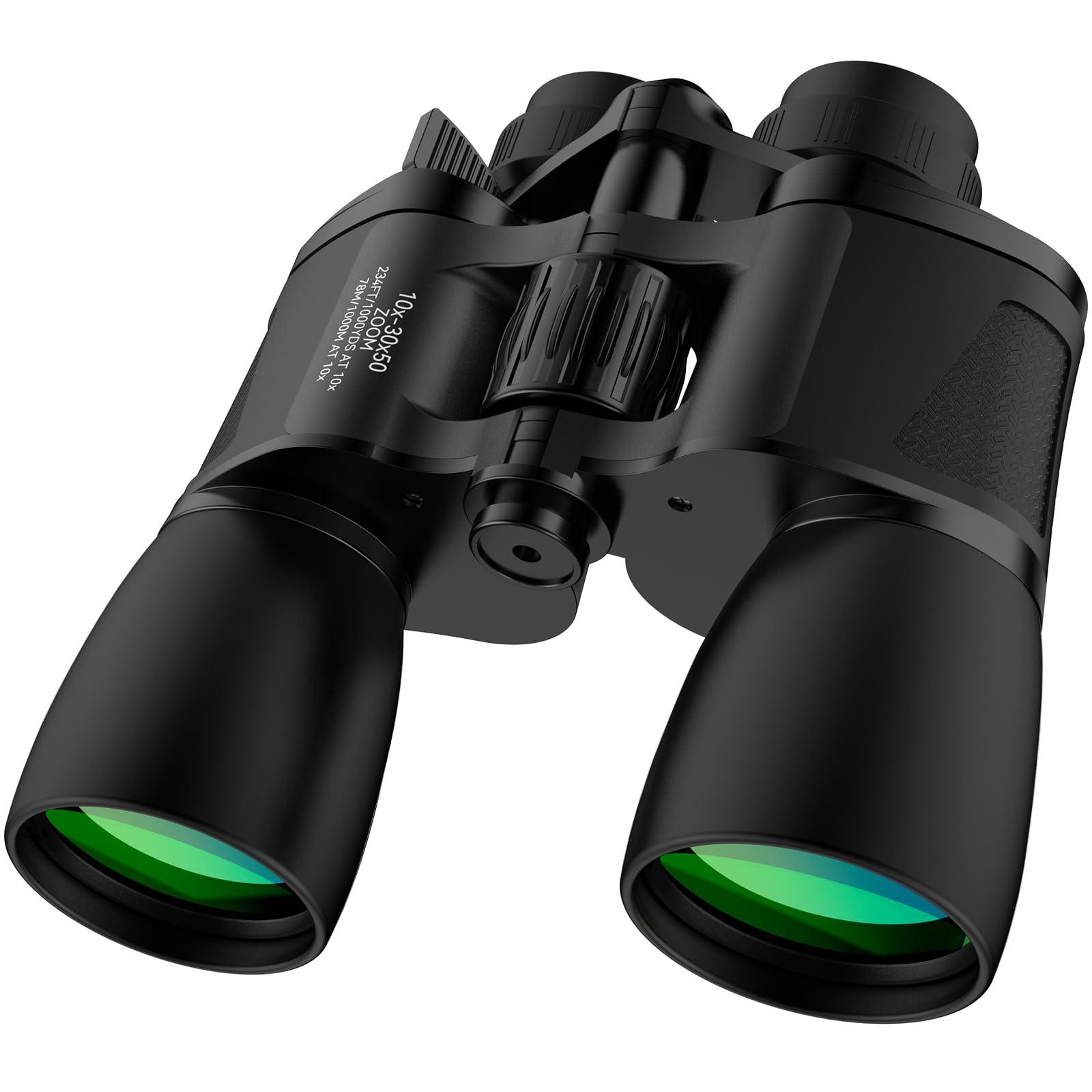 MLight 10-30X50 Zoom Binoculars for Adults, High Powered Military Binoculars for Bird Watching, Hunting, Outdoor, Hiking, Concerts Large View/Waterproof/BAK7 Prism/FMC Lens/Low Light Night Vision