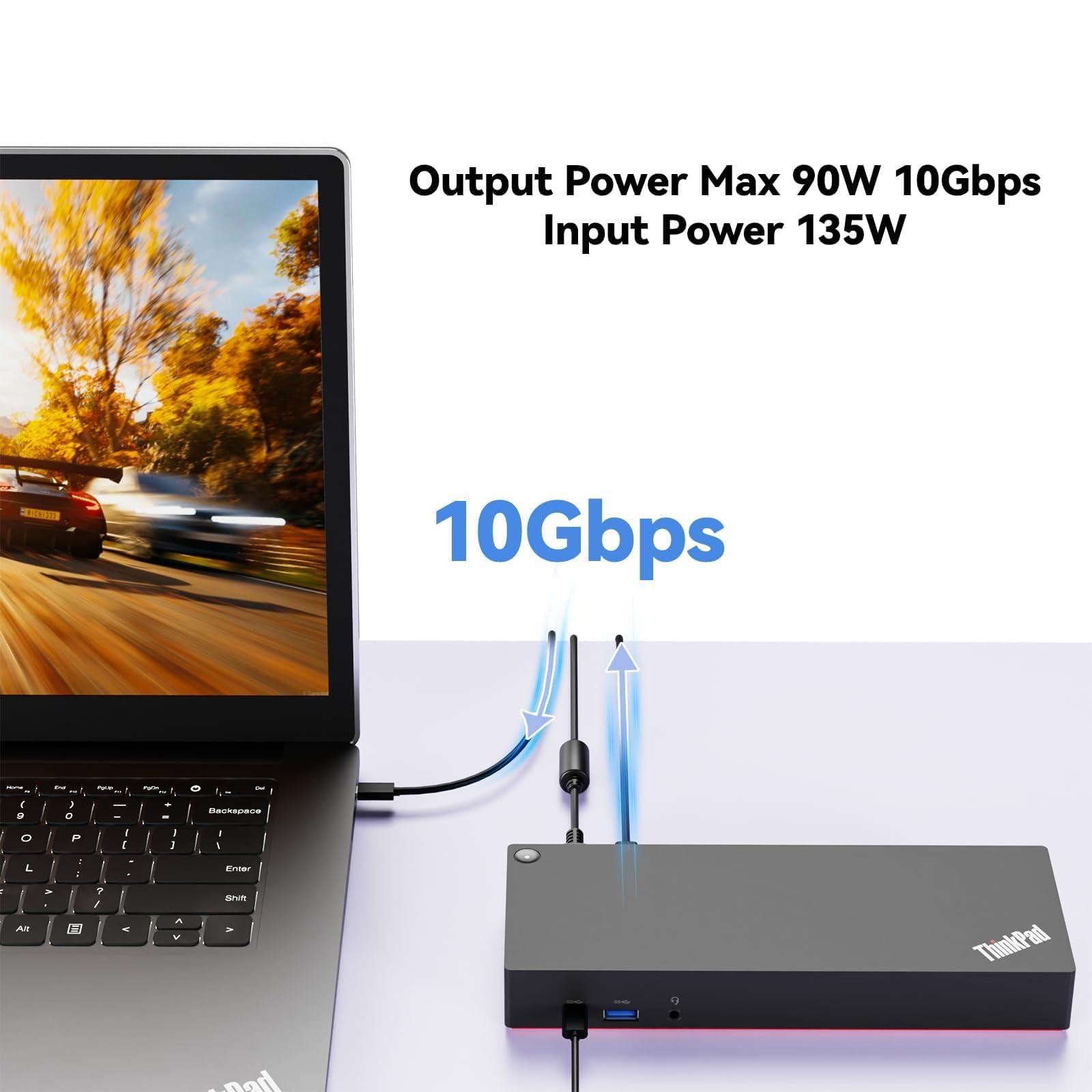 ThinkPad 40AF0135 Universal Hybrid USB-C with USB-A Adapter Docking Station for Lenovo Laptops, Dual Monitor, Comes with ITSPWR HDMI 4K Cable + DP Cable+ Cleaning Cloth - Image 5
