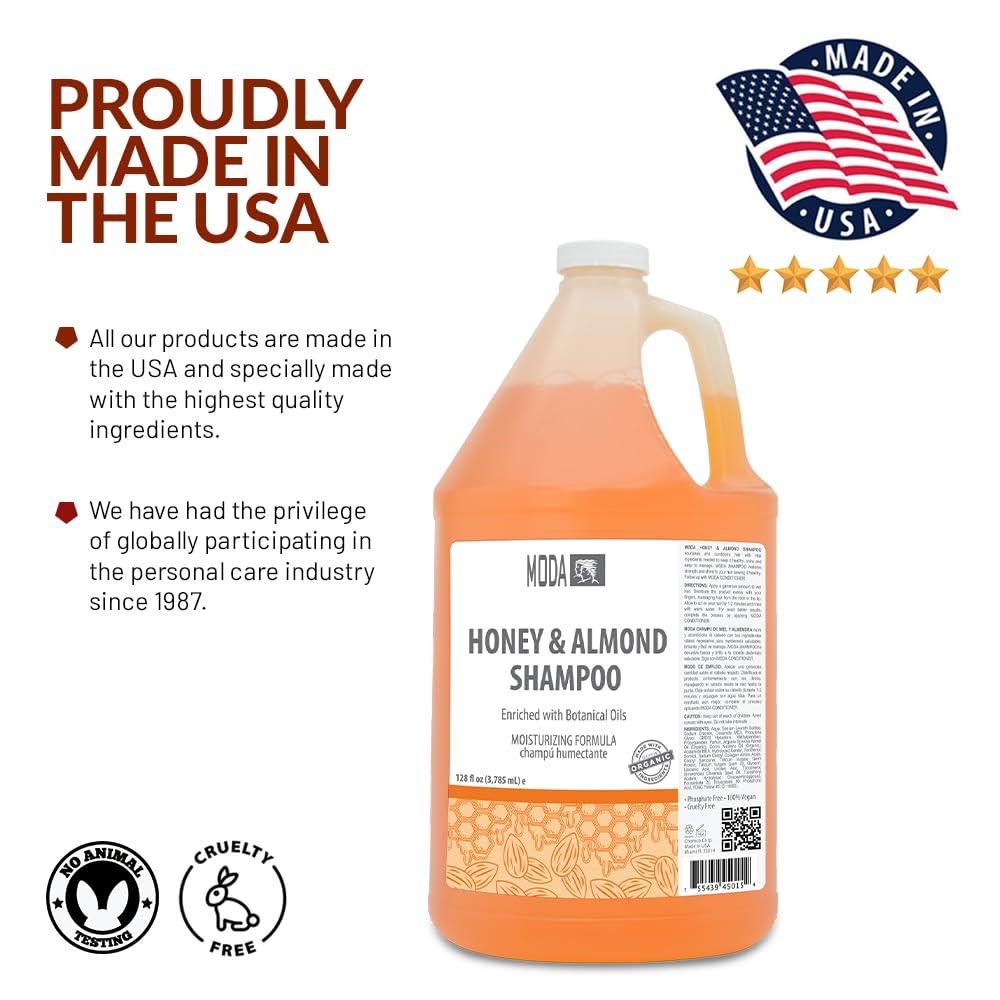 MODA - Moisturizing Shampoo for All Hair Types, Honey Almond, 128 Oz, Professional - Deeply Cleanses and Conditions, Strengthens, Restores and Shine your Hair - Image 5