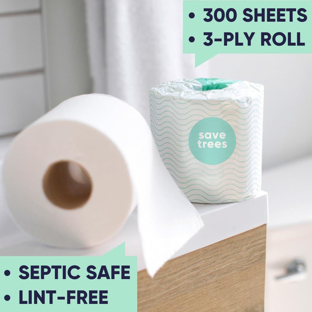 Save Trees Bamboo Toilet Paper -24 Rolls Of Septic Safe Organic Toilet Paper 3-ply, 300 Sheets Per Roll - PFAs Free, FSC Certified, Plastic & Chemical Free - For Home, Boat & RV Use - Image 3