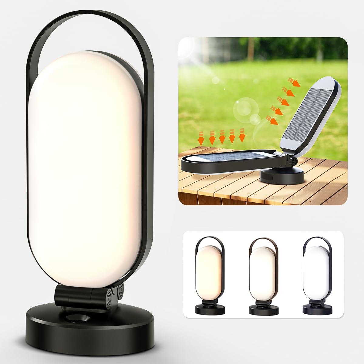 Bravzurg Rechargeable Solar Camping Lantern, 5000mAh Battery Powered LED Light, Foldable Dimmable Waterproof Camping Essentials, Lamp for Power Outages, Hurricane, Camping Gear, Emergency, Indoor