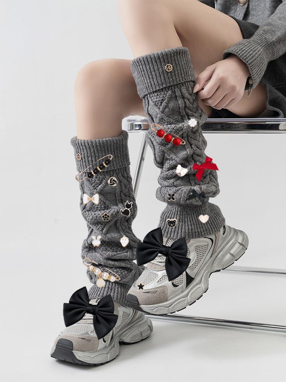 Lospfo 38 Pcs Shoe Charms for Sneakers Satin Bow Sneaker Charm for Shoe Lace with Bows/Jewelry/Pins/Clips Shoelace DIY Charms Decoration for Women (Black) - Image 5