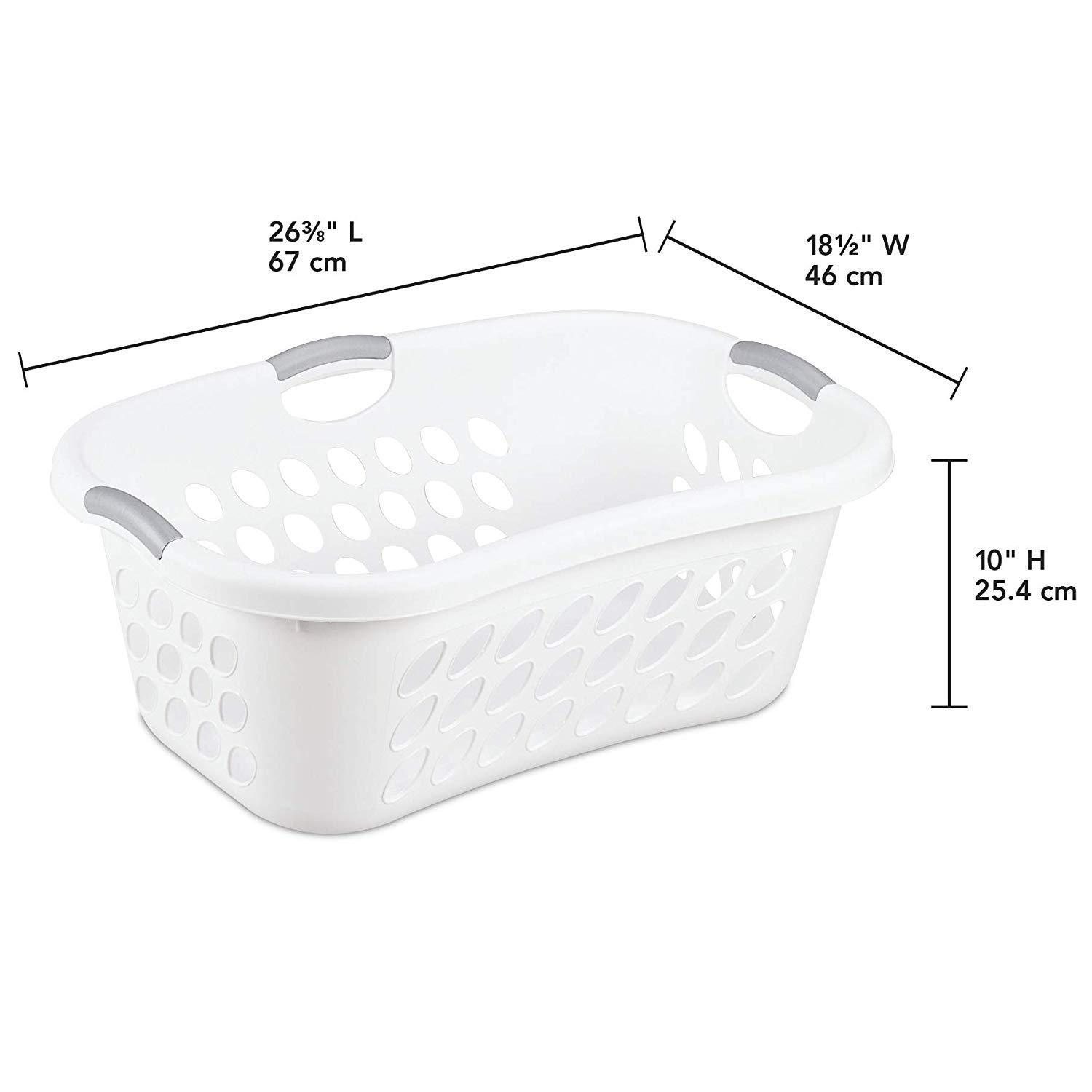 Hip Hold Plastci Laundry Basket, White with Titanium Handles - Image 3