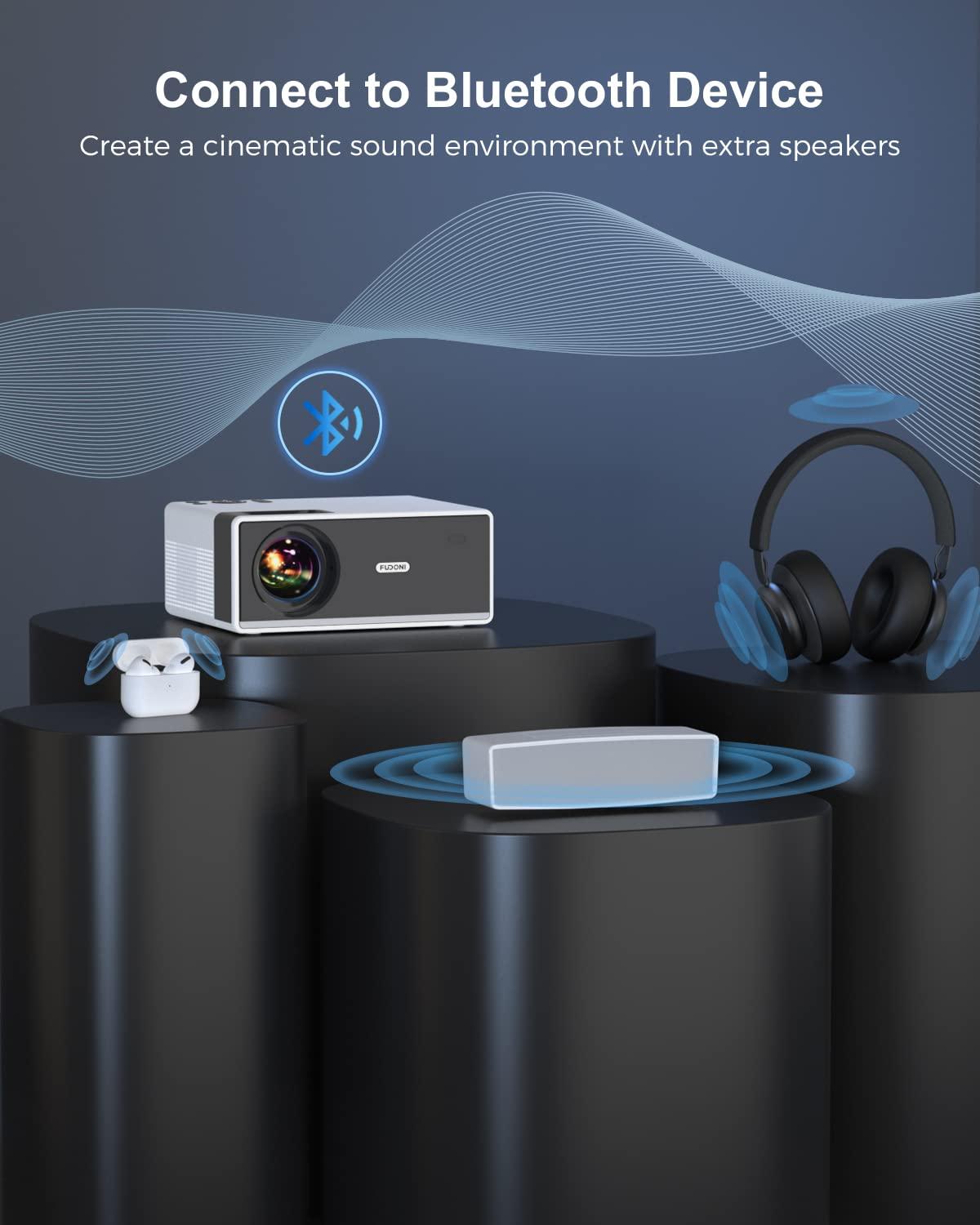 FUDONI Projector with WiFi and Bluetooth, Outdoor Portable 4K Support Projector 18000L HD 1080P Max 300" Display Zoom, Movie Video Home Theater Projector Compatible w/HDMI/USB/Phone/Laptop/TV Stick - Image 4