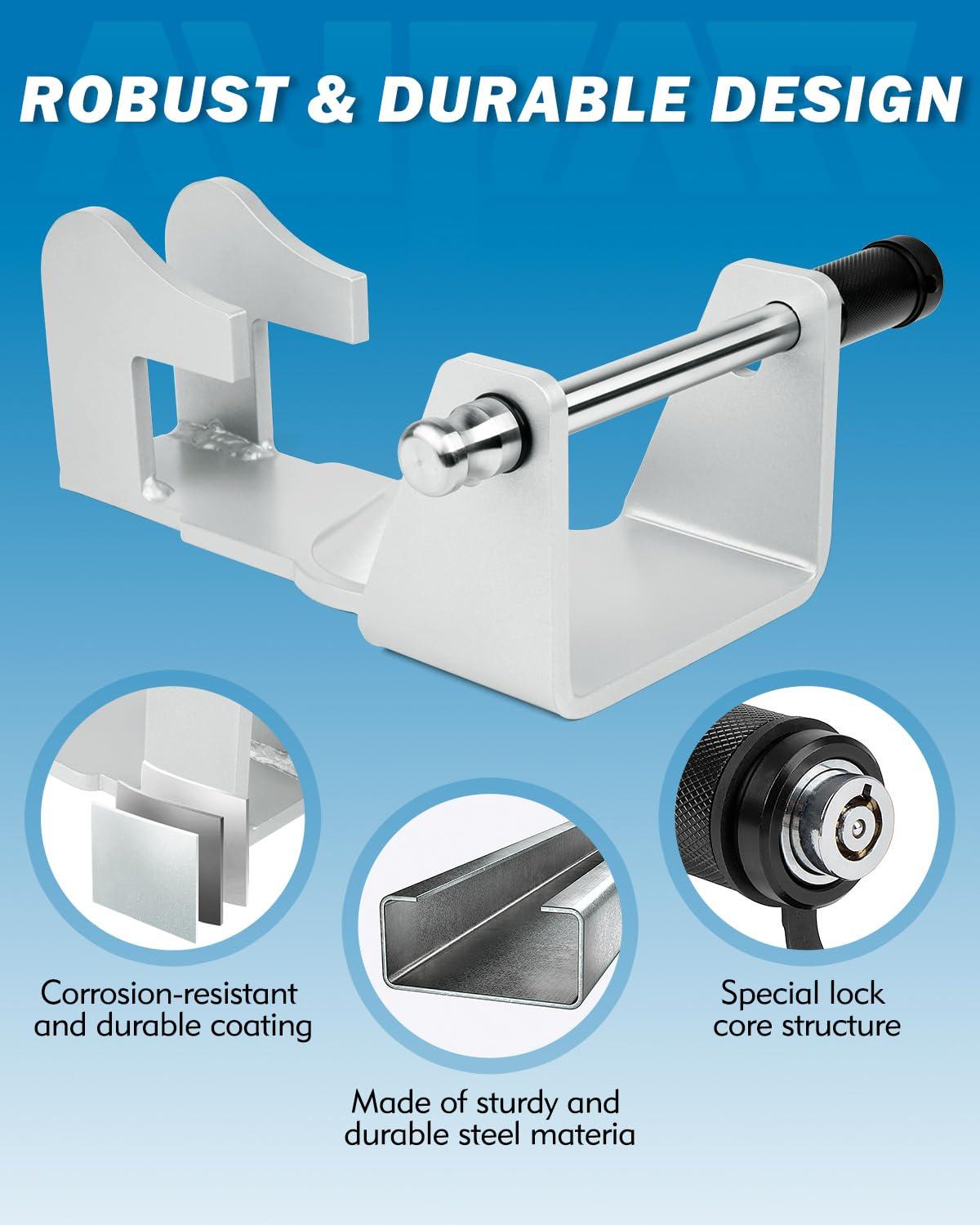 Aupar Heavy-Duty Gooseneck Trailer Lock, Gooseneck Lock Fit for Heavy Trailers, Livestock Haulers and RVs - Silver - Image 5