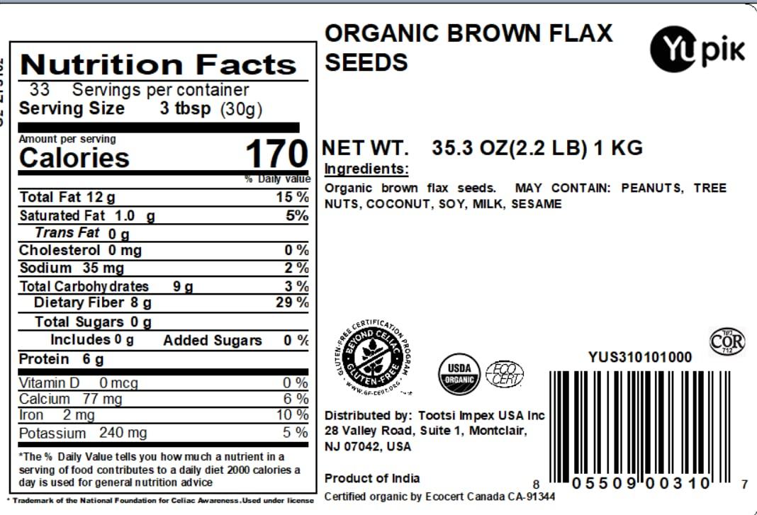 Yupik Organic Brown Flax Seeds, 2.2 lb (35.2 oz), Gluten-Free, Non-GMO, Kosher, Vegan, Raw Seeds, Rich in Omega-3, Excellent Source of Fiber, Plant-Based Protein, Ideal for Baking & Topping - Image 2