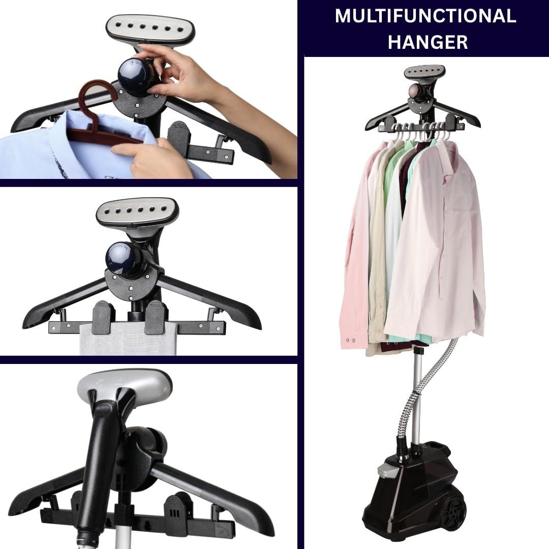 SALAV Heavy Duty Commercial Full-Size Garment Steamer with Foot Pedals and Extra Large 3L (101.5 oz) Water Tank, 1800 watts of Poweful Steam (Navy) - Image 3