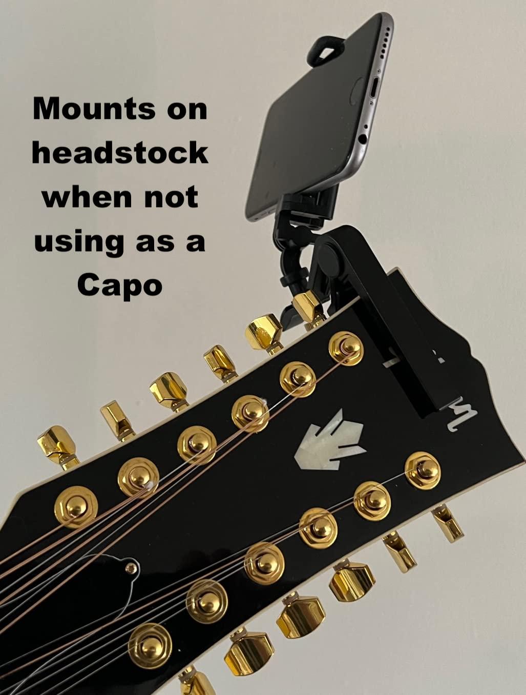 Smart-Po Smartphone Guitar Capo | Android and iPhone Compatible Dock Headstock Neck Clamp | Cell Phone Holder Aid Musicians | Electric or Acoustic Guitars - Image 2