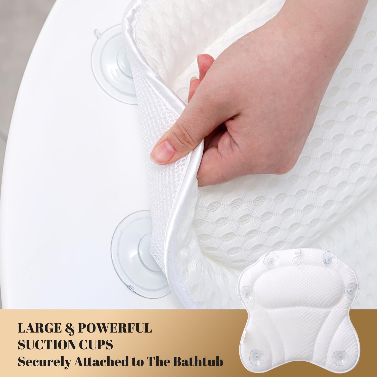 Bath Pillow Luxury Bathtub Pillow, 4D Bath Tub Pillows for Head, Neck and Back Support, Tub Pillow for Bathtub with 6 Non-Slip Suction Cups, Relaxing Bath Accessories Spa Gifts - Image 5