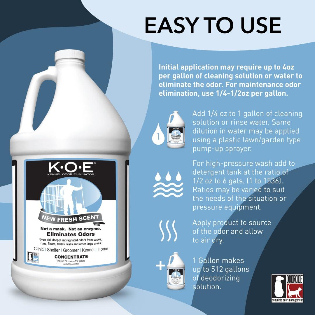 K.O.E. Fresh Scent Odor Eliminator Concentrate for Kennels, Cages, Floors & More - Non-Enzymatic Pet Odor Solution for Home & Dog Kennel - Home & Pet Supplies (1 Gal) - Image 2