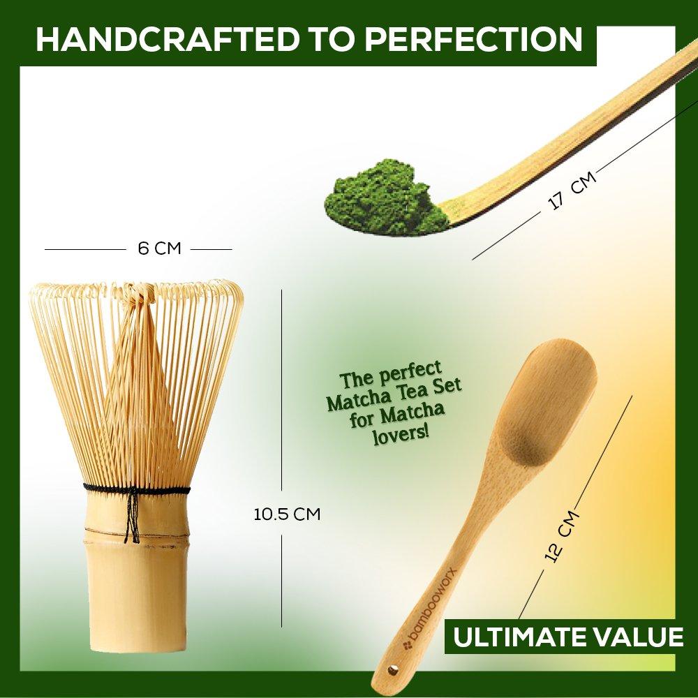 BambooWorx Matcha Whisk Set - (Chasen), Traditional Scoop (Chashaku), Tea Spoon. The Perfect Sets to Prepare a Traditional Cup of Japanese Tea, Handmade from 100% Natural Bamboo - Image 3