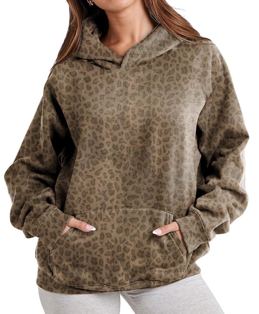 Anoumcy Camo Hoodie Womens Maple Leaf Fleece Hooded Sweatshirt Oversized Camouflage Hoodies For Women Trendy