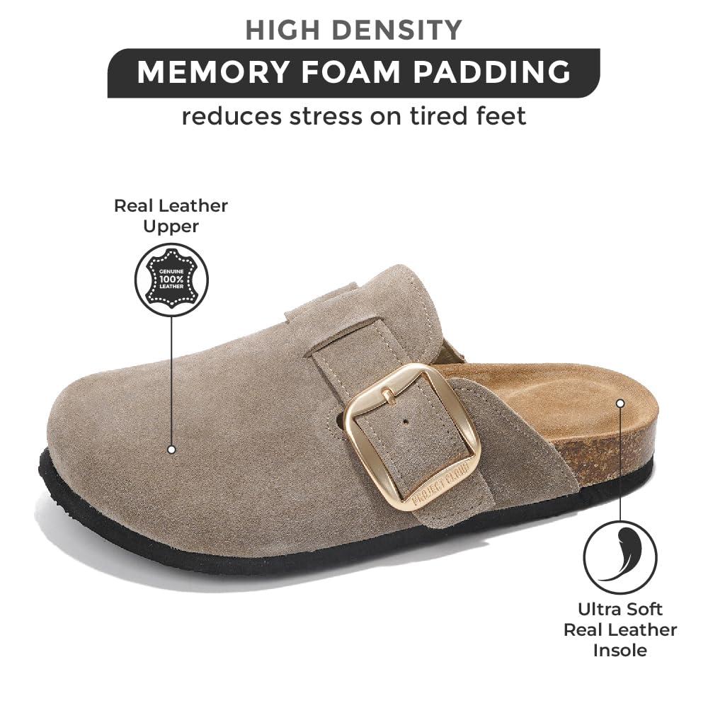 Project Cloud Genuine Leather Clogs for Women Shoes - Memory Foam Insole, Non-Slip & Natural Cork Footbed Womens Clogs and Mules 2025 (Manchester) - Image 2