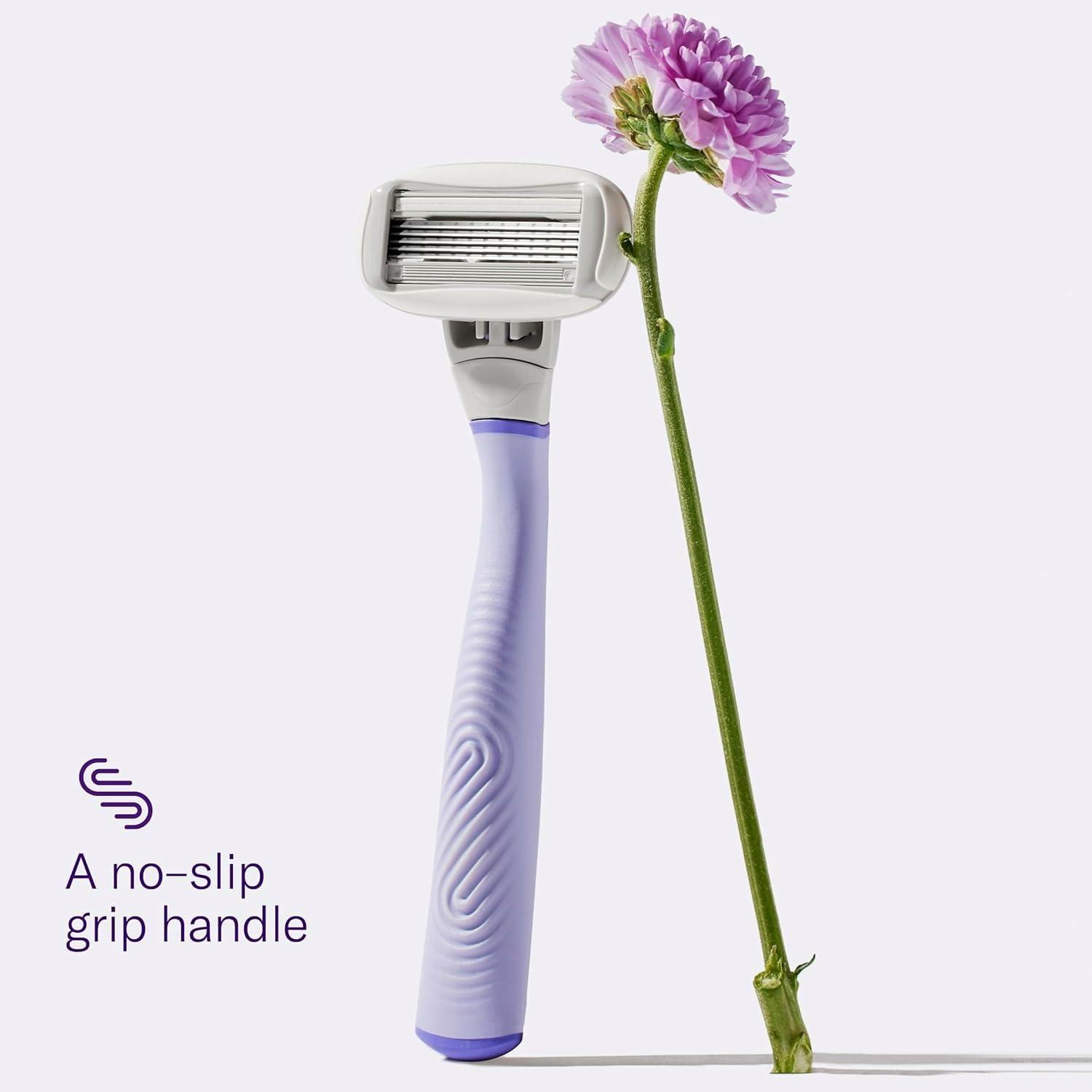 Flamingo Razors for Women, 1 Women's Razor Handle (Lilac), 4 Razor Five-Blade Refills, and 1 Shower Holder - Image 4