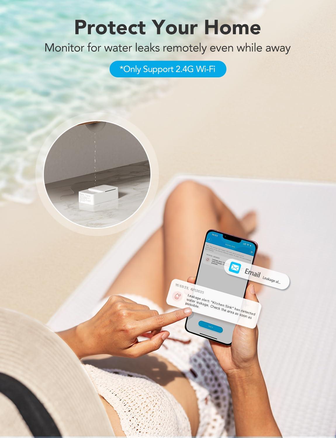 GoveeLife Water Leak Detector 2, LoRa Water Sensor Alarm Monitor Up to 1312ft Open-Air Range, Alexa, App, Email Notifications, Detector Protection for Your Home, Kitchen Sink, Bathroom, Basement - Image 3