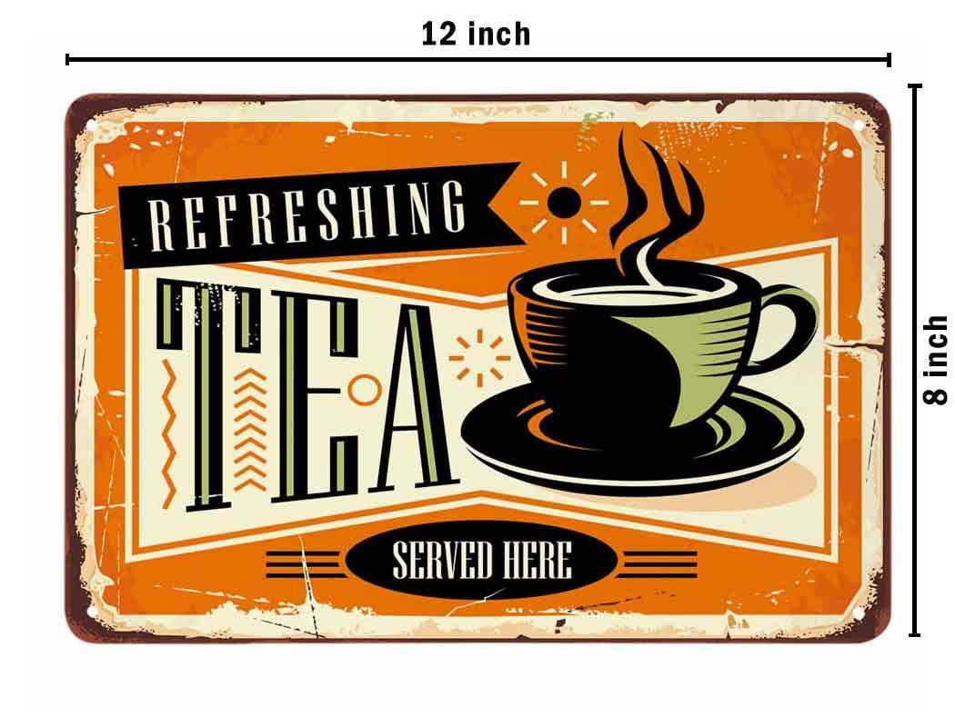 AOYEGO Tea Tin Sign,Refreshing Tea Service Here Dark Yellow Vintage Metal Tin Signs for Cafes Bars Pubs Shop Wall Decorative Funny Retro Signs for Men Women 8x12 Inch - Image 3