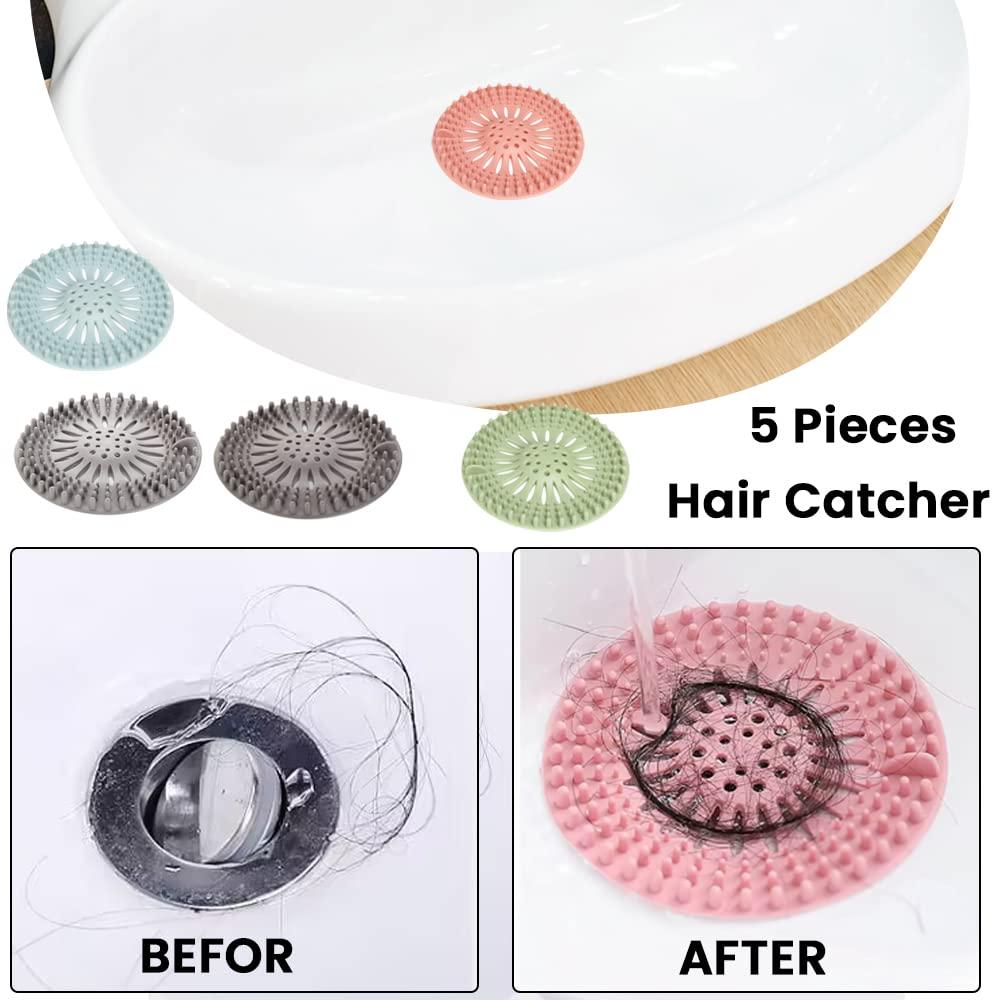 5 Pack Hair Catcher Durable Silicone Hair Stopper Shower Drain Covers, Easy to Install and Clean for Bathroom Bathtub Kitchen - Image 6